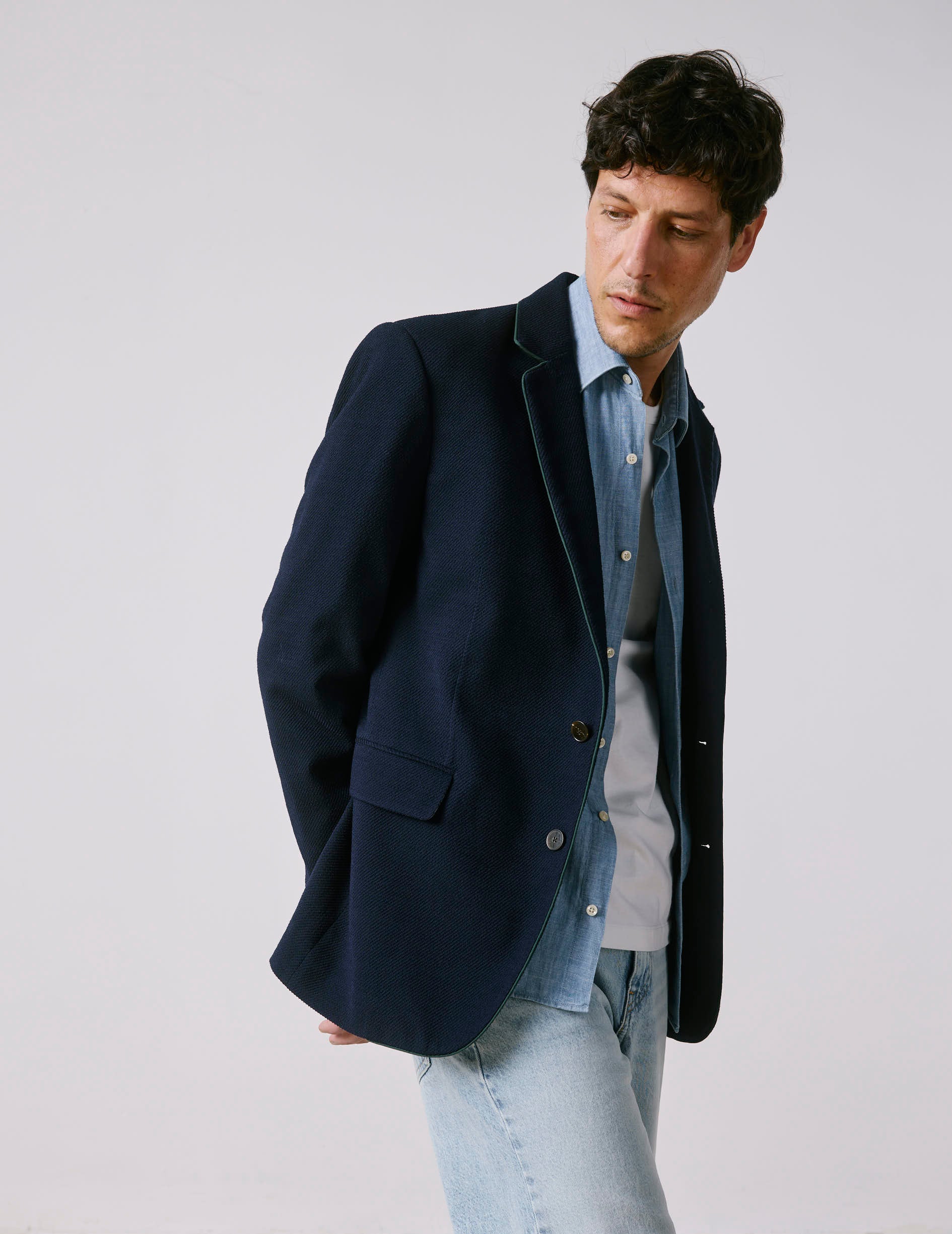 Blazer Nikos en twill de laine vierge marine - Image 3