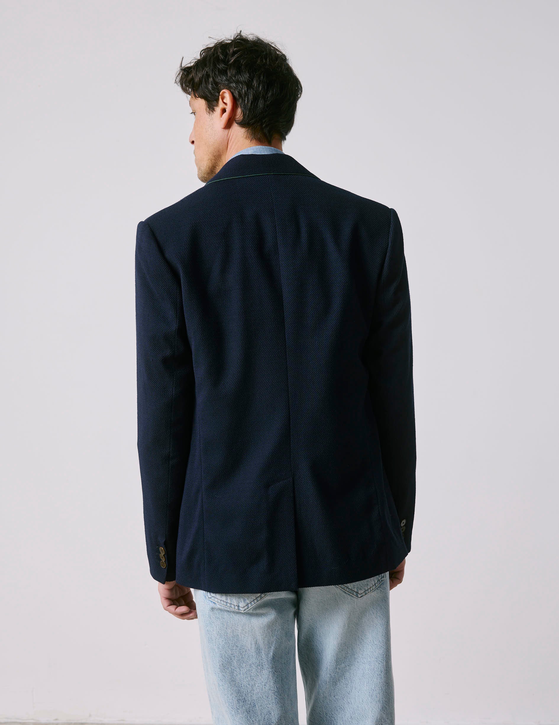 Blazer Nikos en twill de laine vierge marine - Image 4