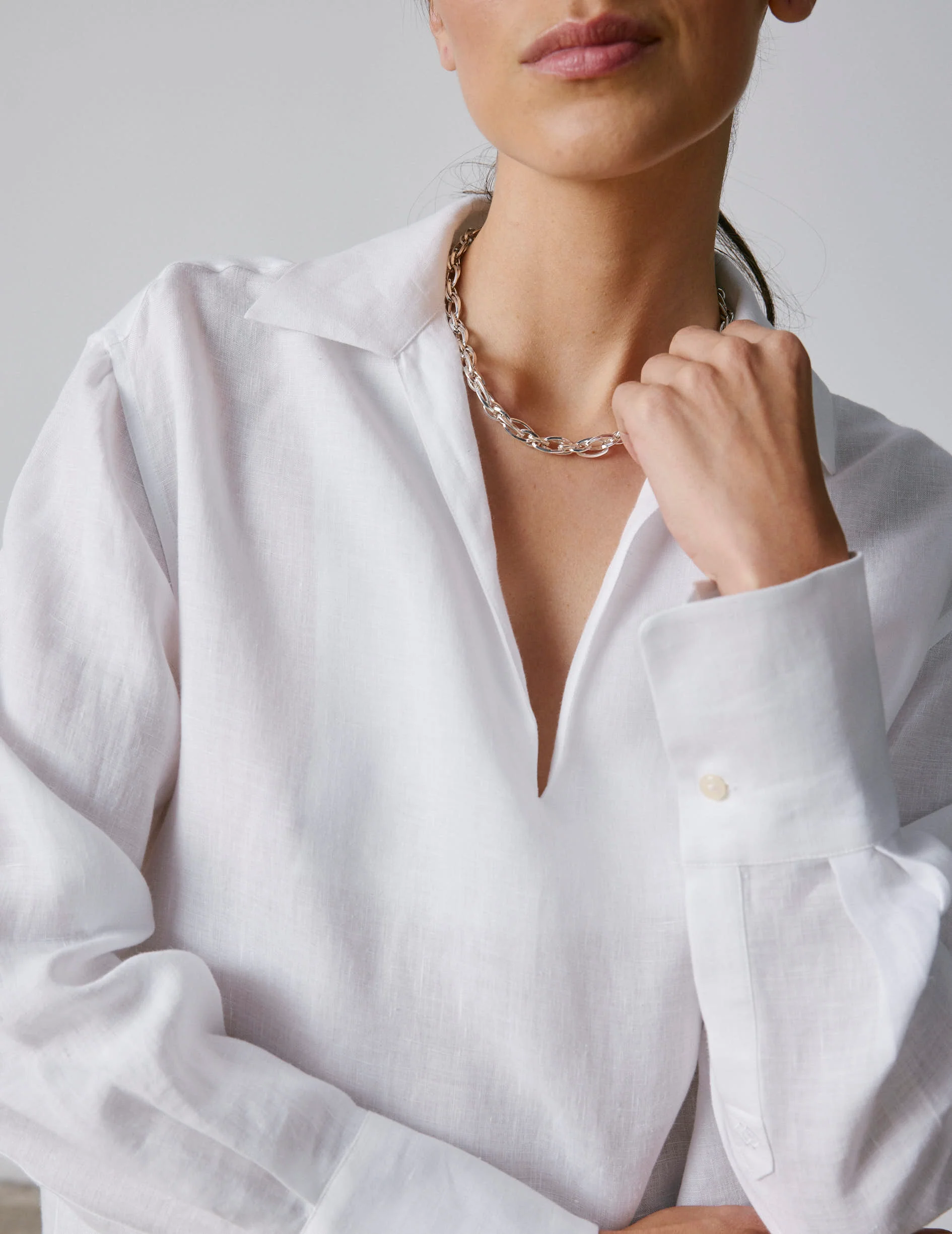 Blouse Noalie en lin blanc - Image 3