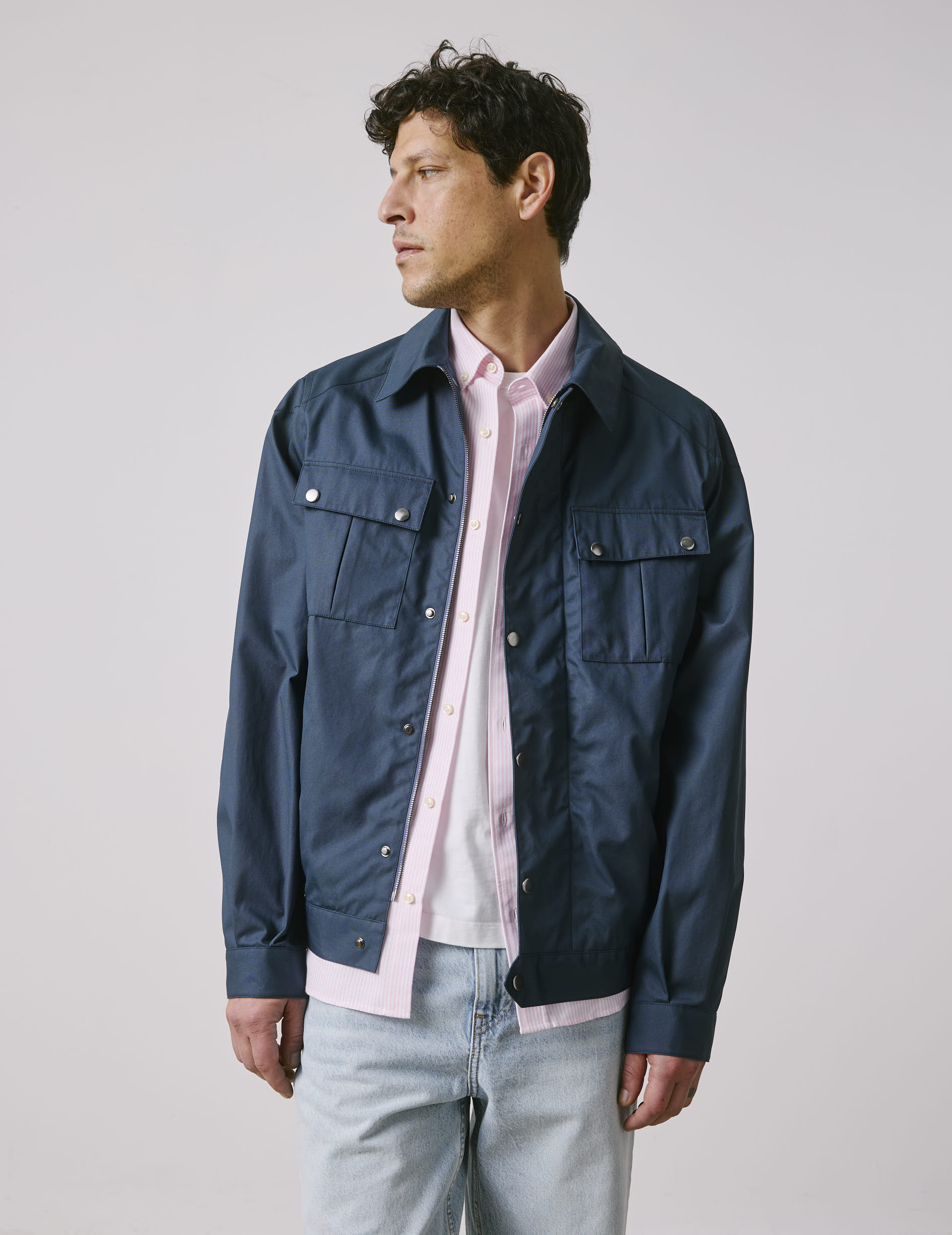 Blouson aviateur Nelson en canvas de coton marine - Image 3