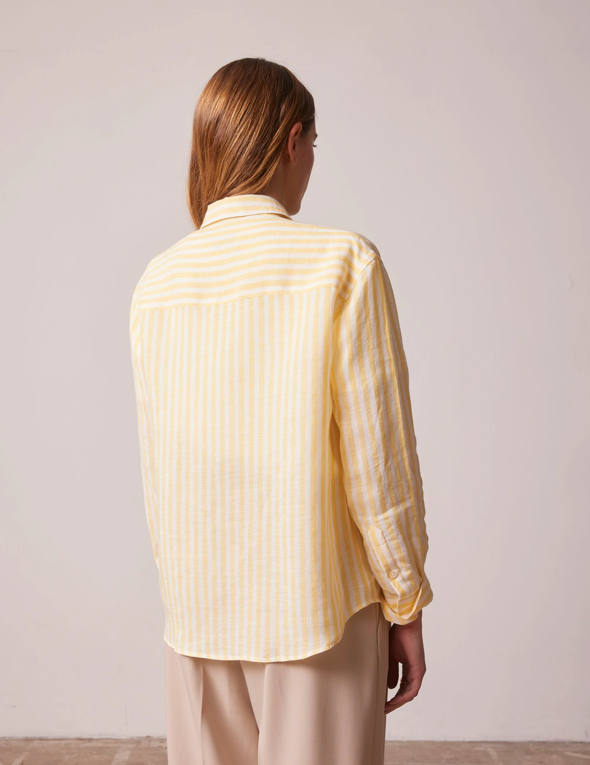 Chemise Ambre en lin rayée jaune - Image 2
