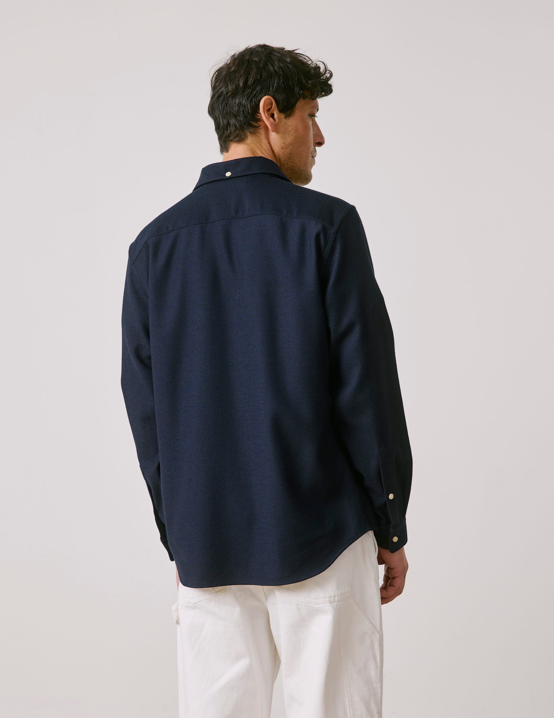 Chemise Aristote en jersey de laine vierge bleu marine - Image 3