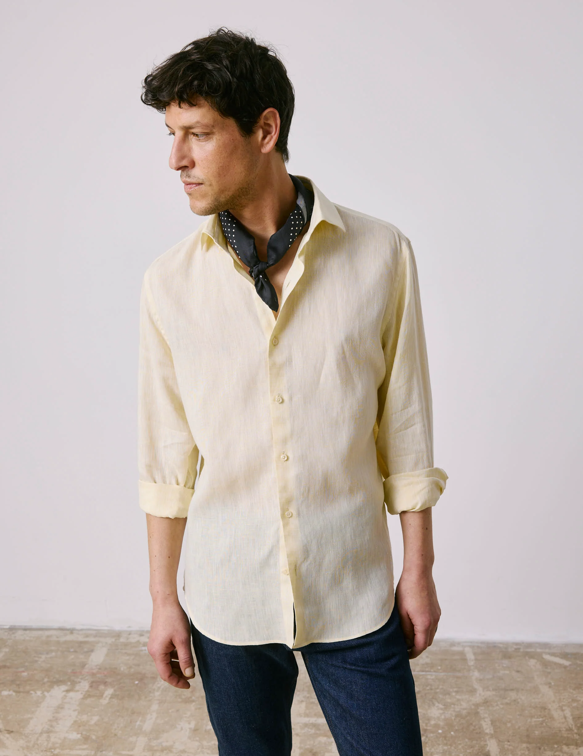 Chemise Aristote en lin jaune