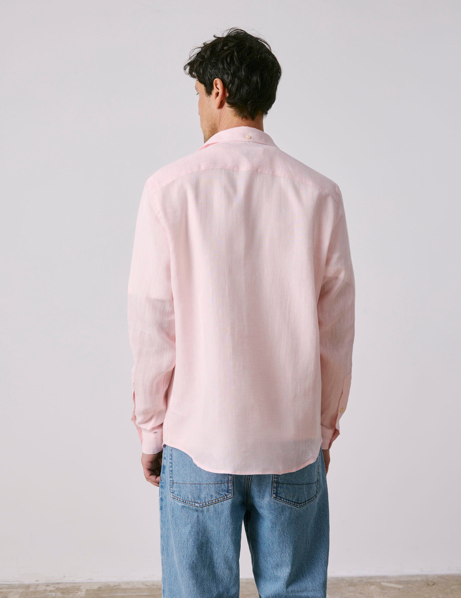 Chemise Aristote en lin rose clair - Image 2