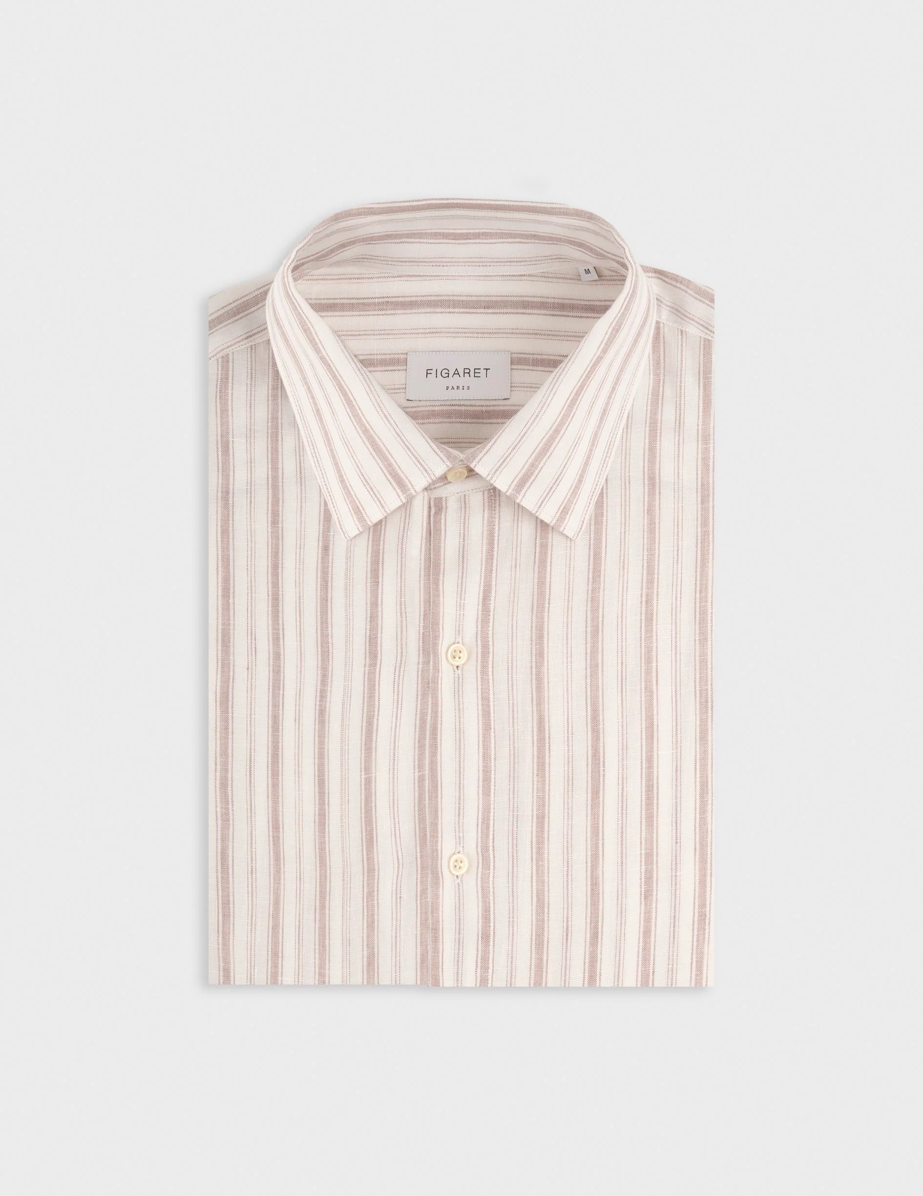 Chemise Auguste en lin rayé beige - Image 5