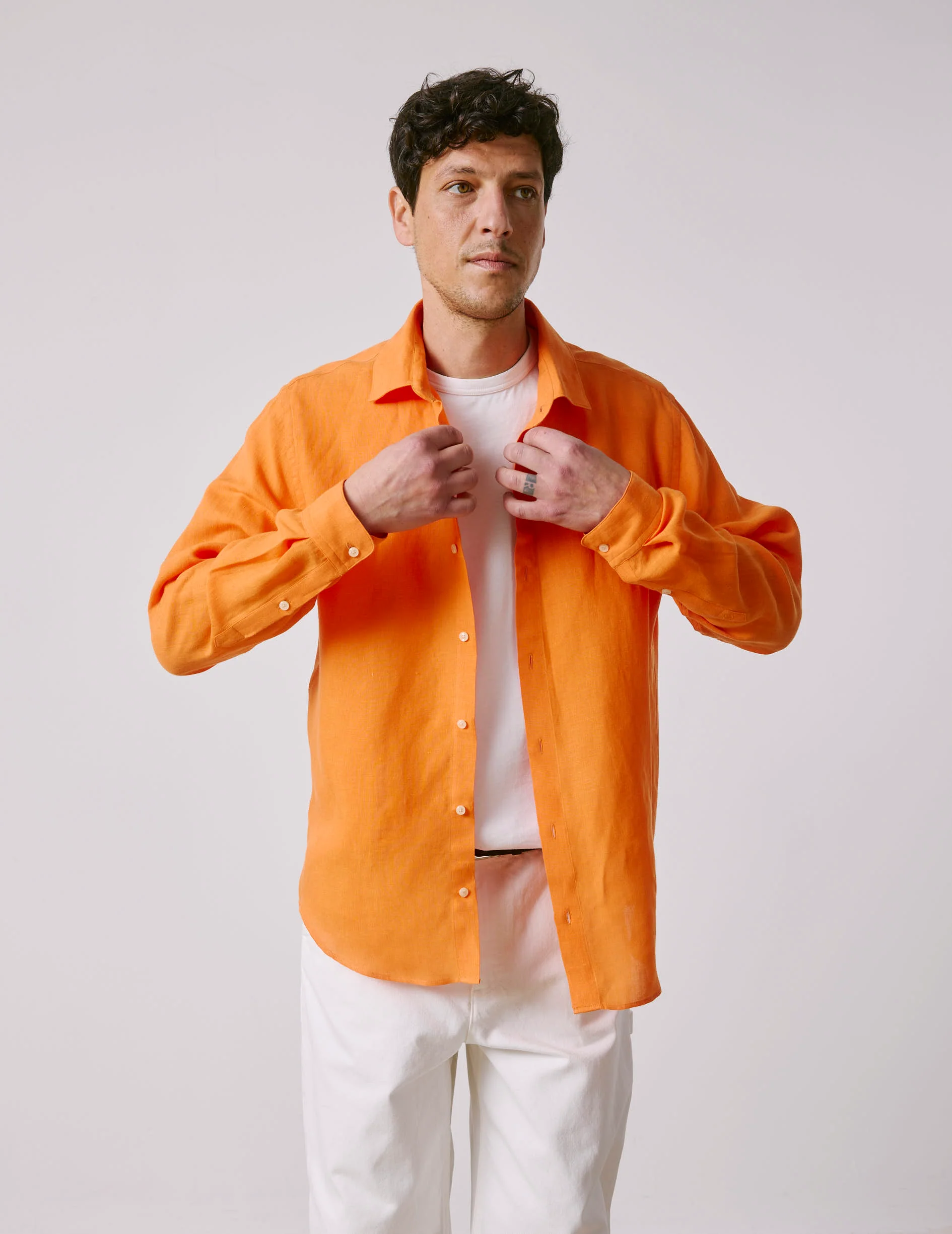 Chemise Auguste en lin orange - Image 3