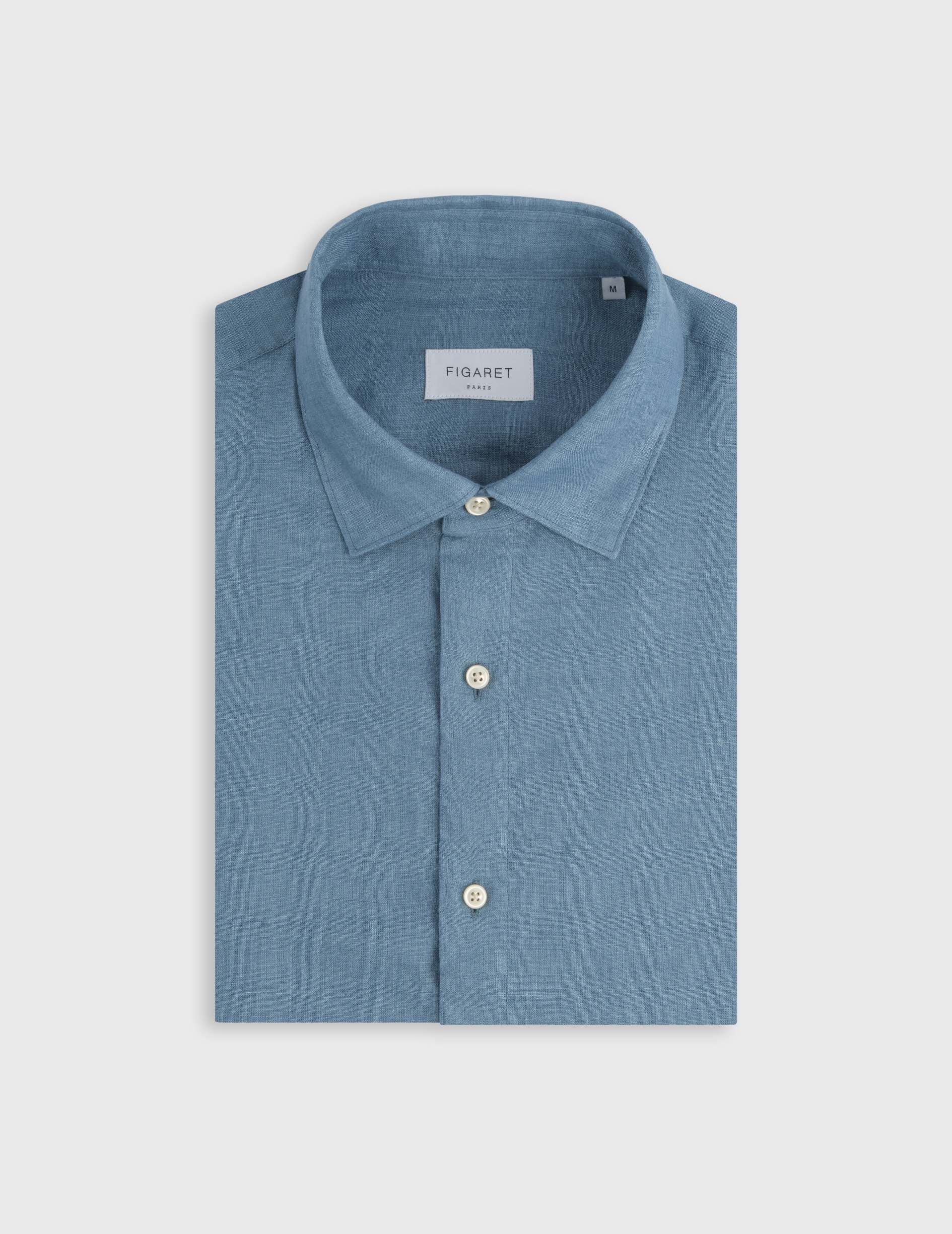 Chemise Auguste en lin bleu - Image 4