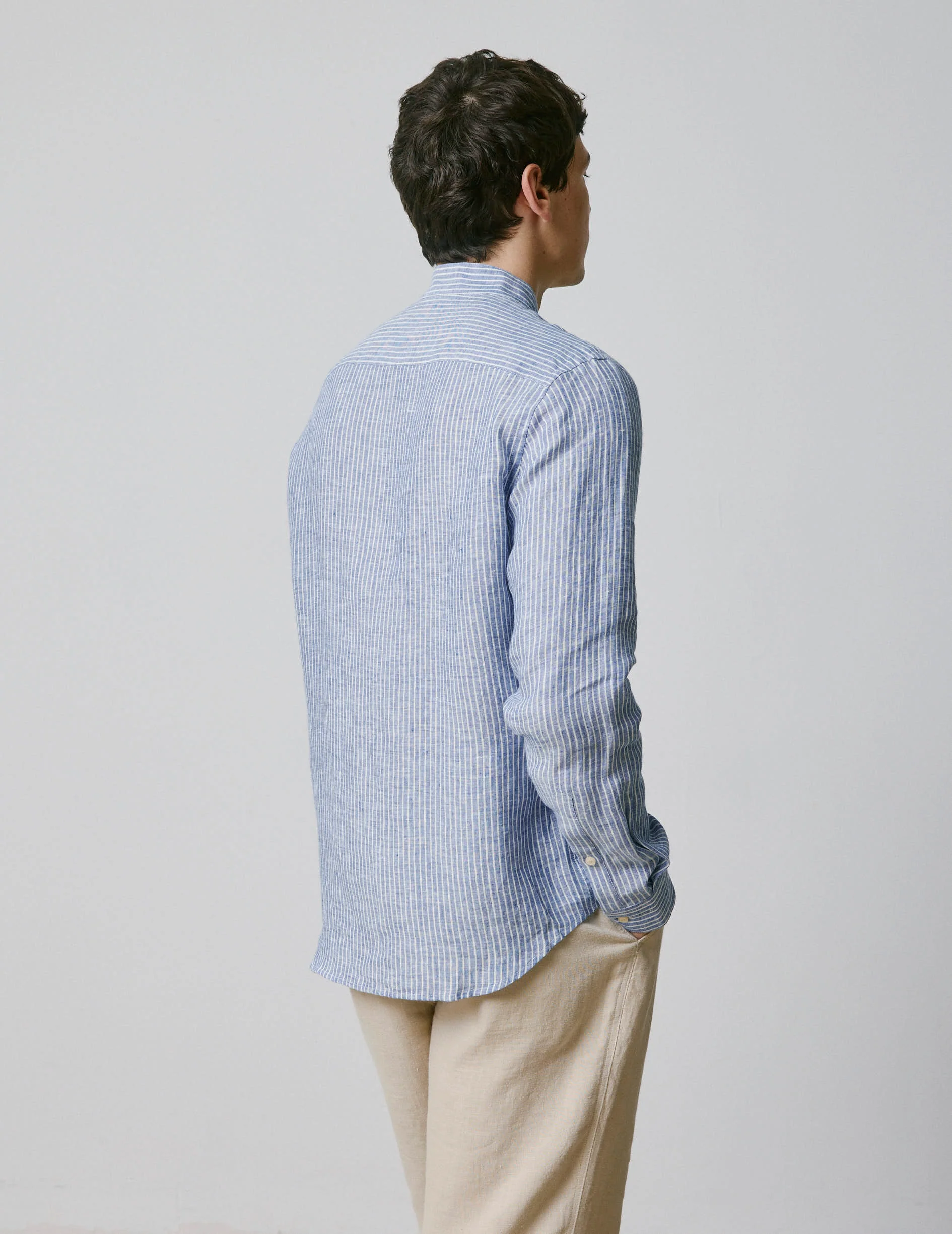 Chemise Carl en lin rayé bleu - Image 2