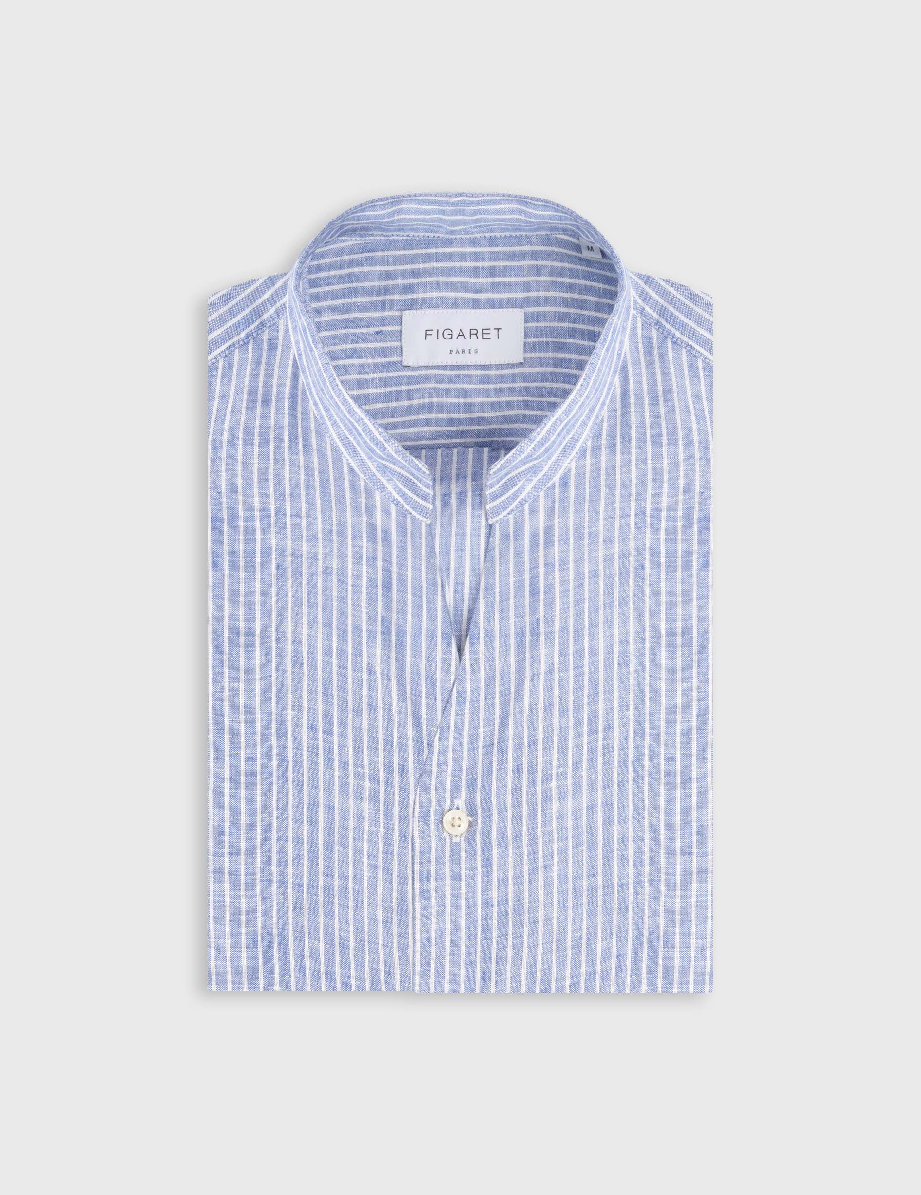 Chemise Carl en lin rayé bleu - Image 3