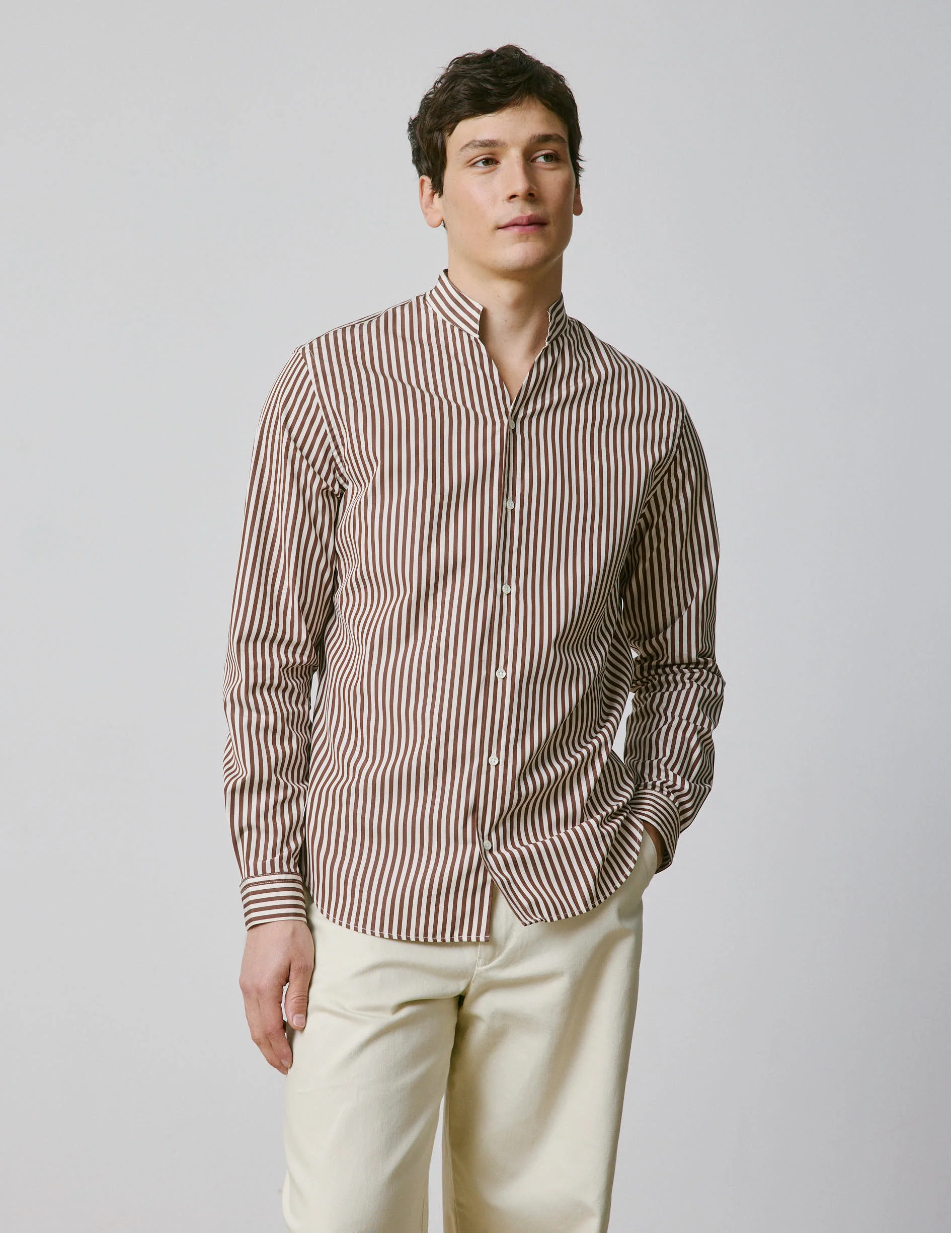 Chemise Carl rayée marron