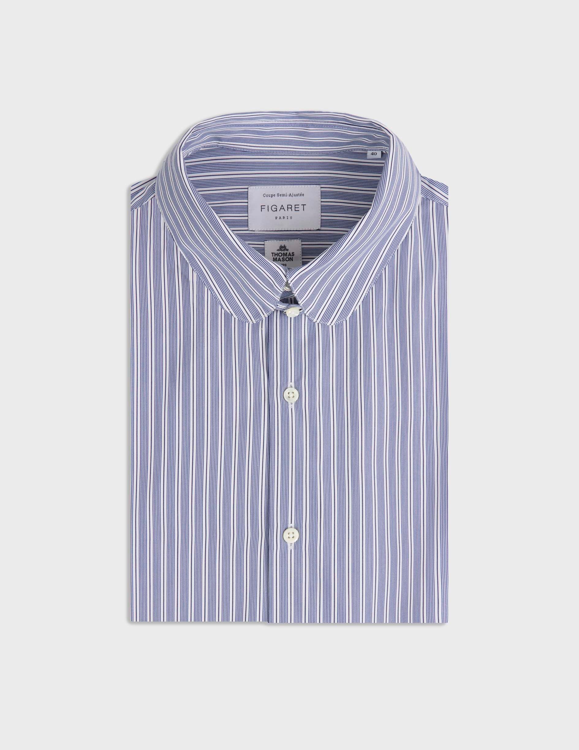 Chemise semi-ajustée rayée bleu marine