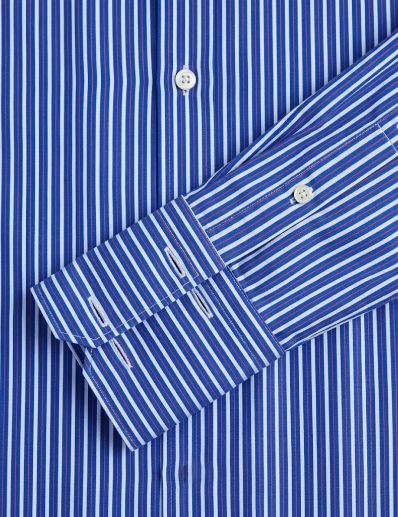 Chemise semi-ajustée rayée bleu marine - Image 2