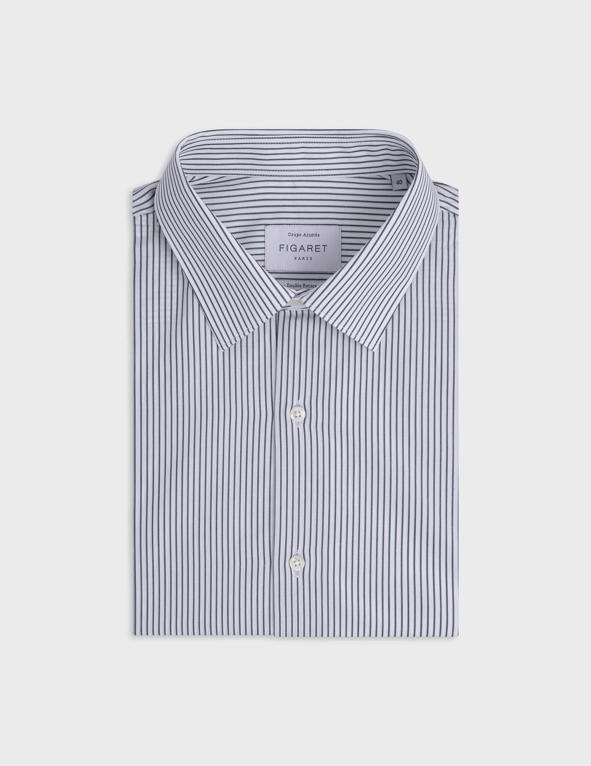 Chemise ajustée rayée vert