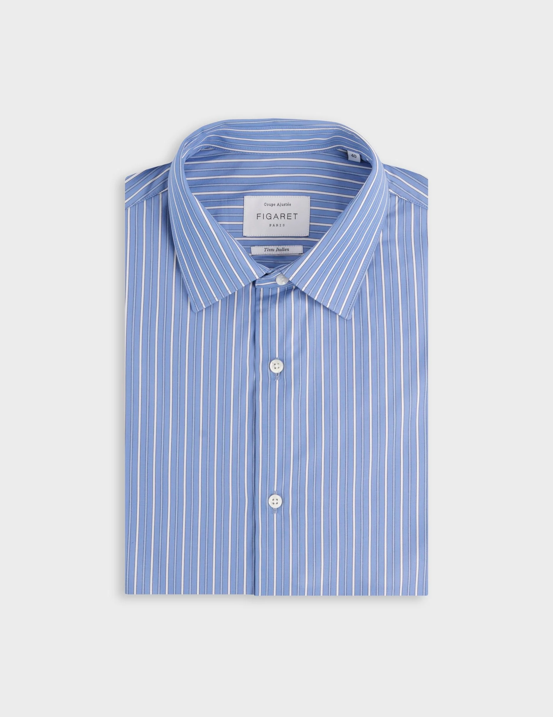 Chemise ajustée rayée bleue
