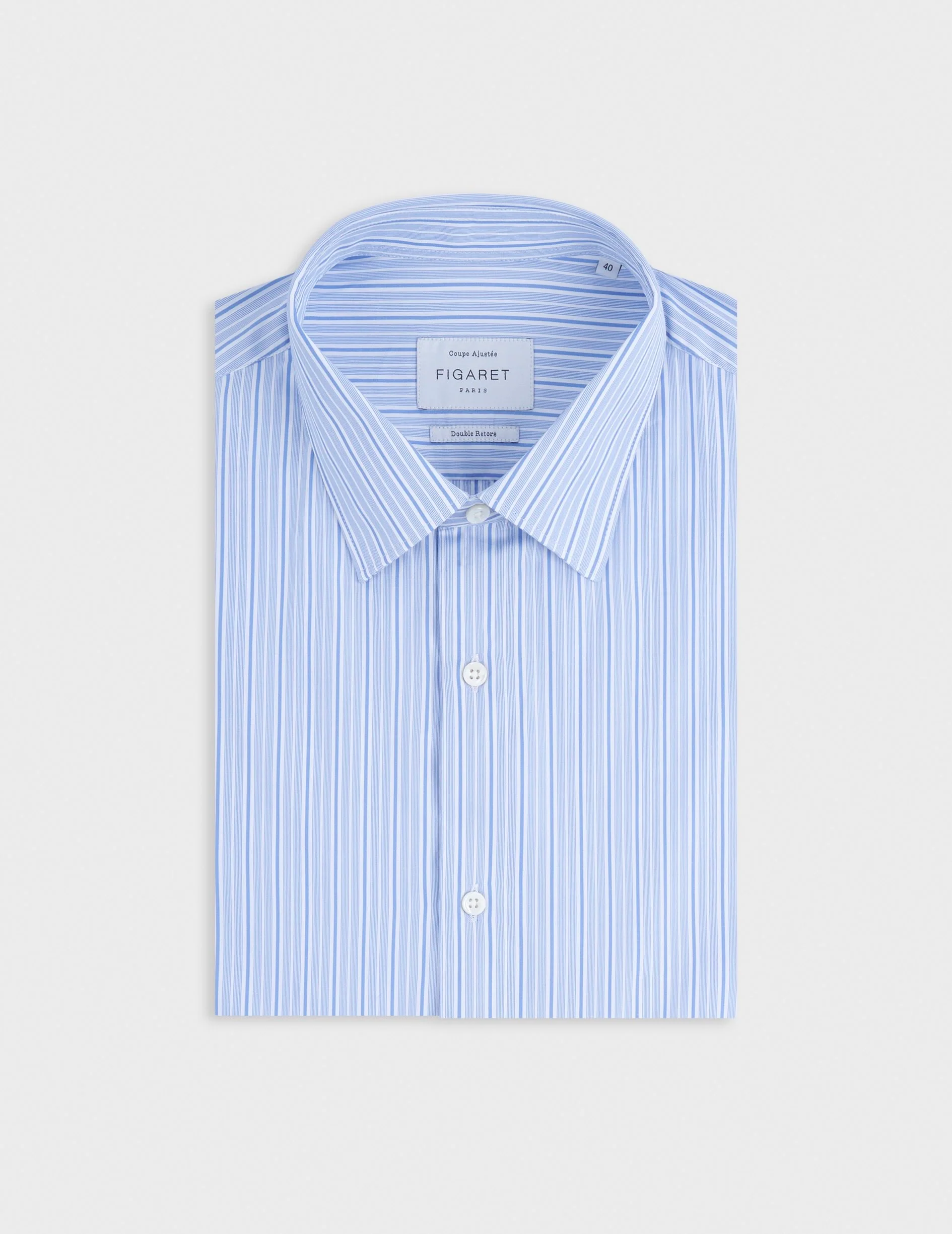 Chemise ajustée rayée bleue