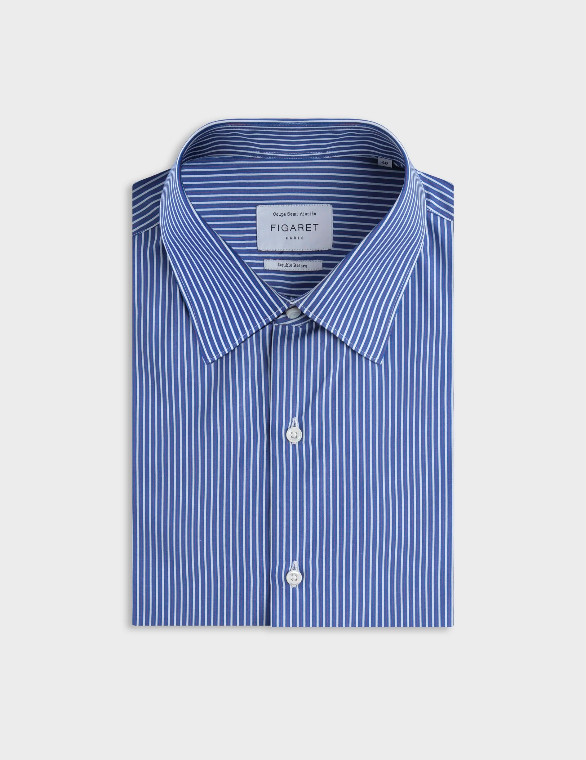 Chemise semi-ajustée rayée bleu marine