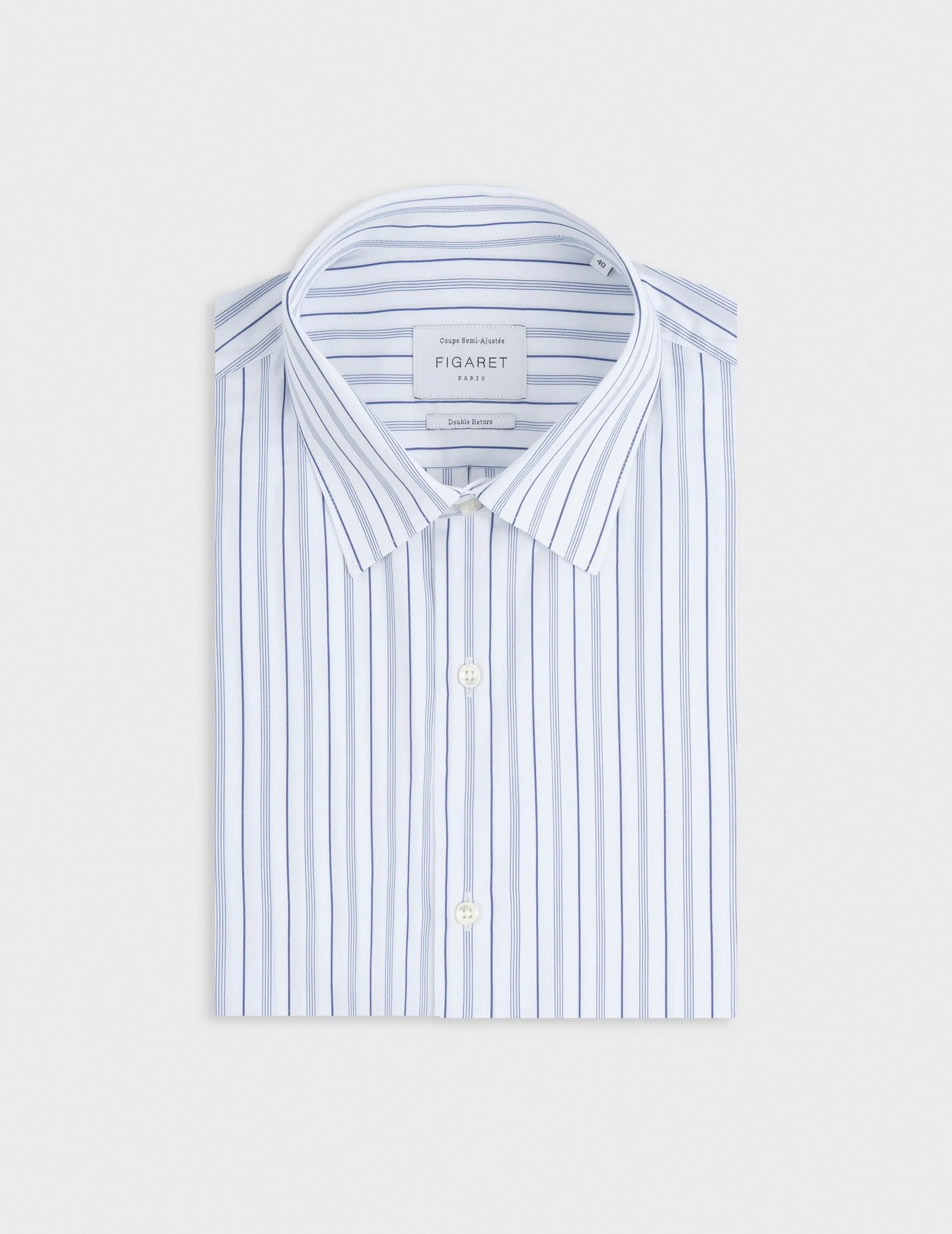 Chemise semi-ajustée rayée marine