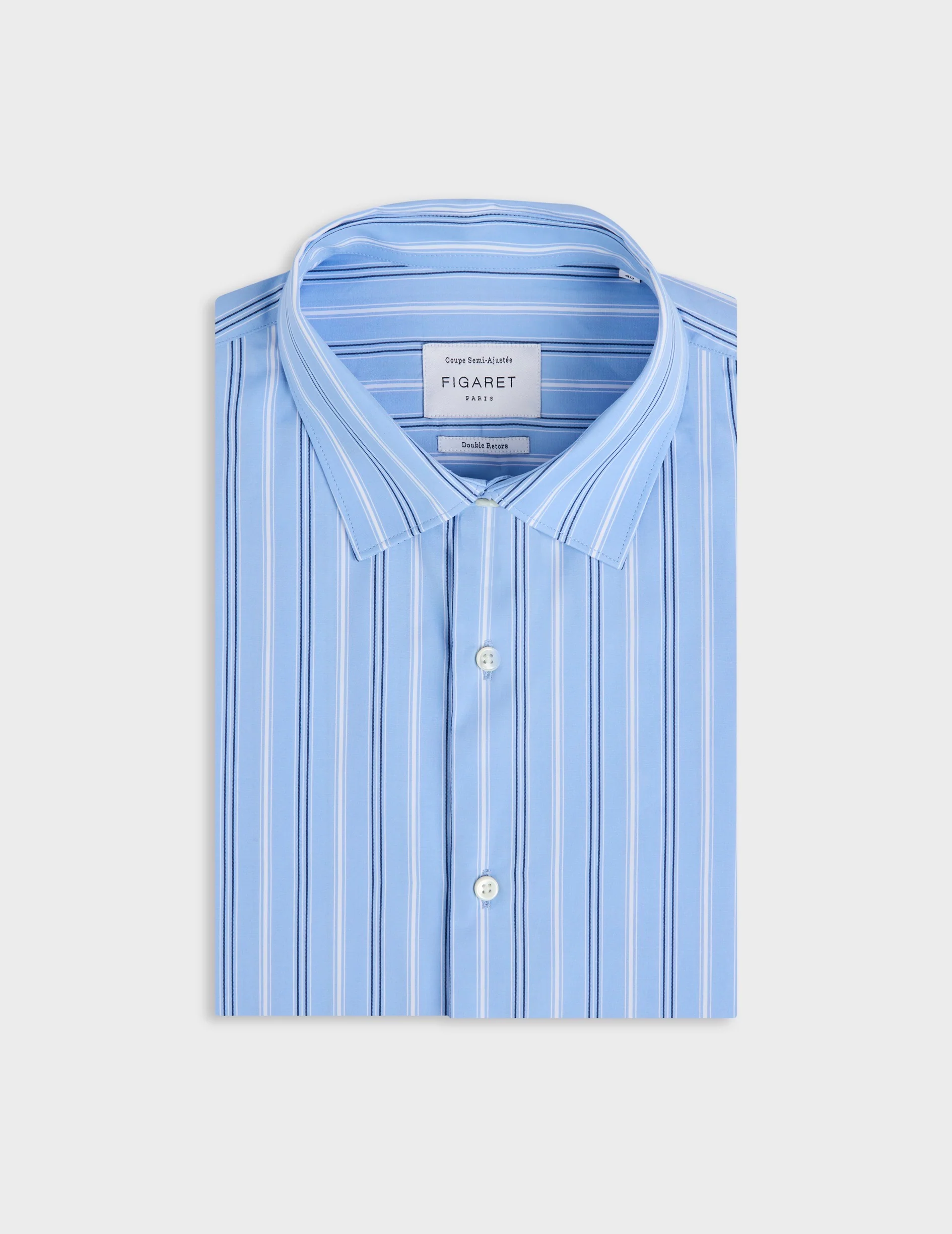 Chemise semi-ajustée rayée bleu clair