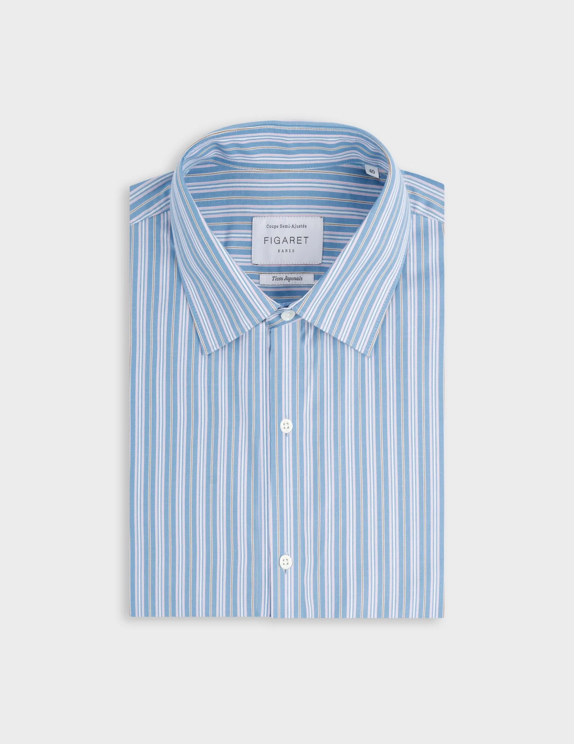 Chemise semi-ajustée rayée bleue