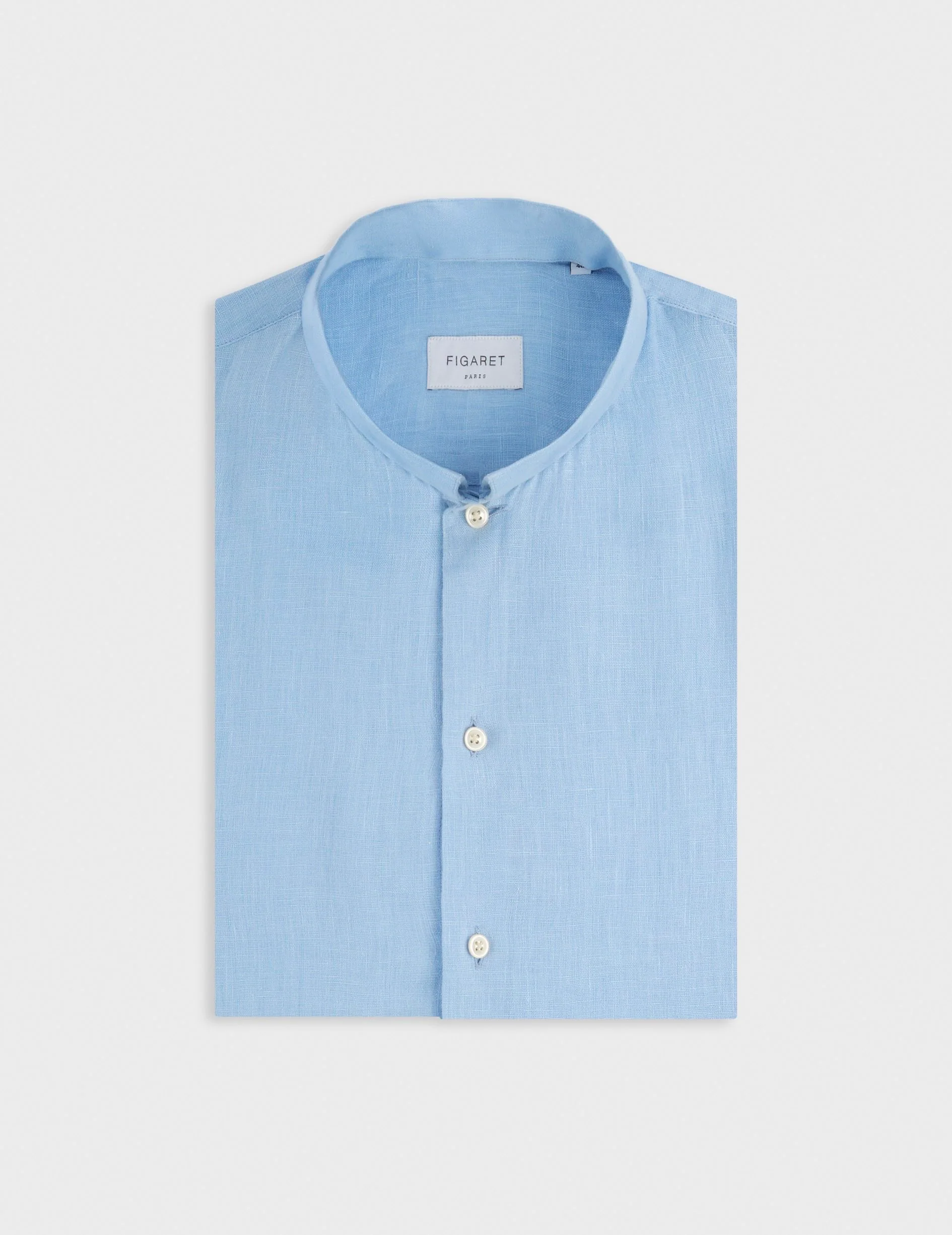 Chemise semi-ajustée en lin bleu clair - Image 8