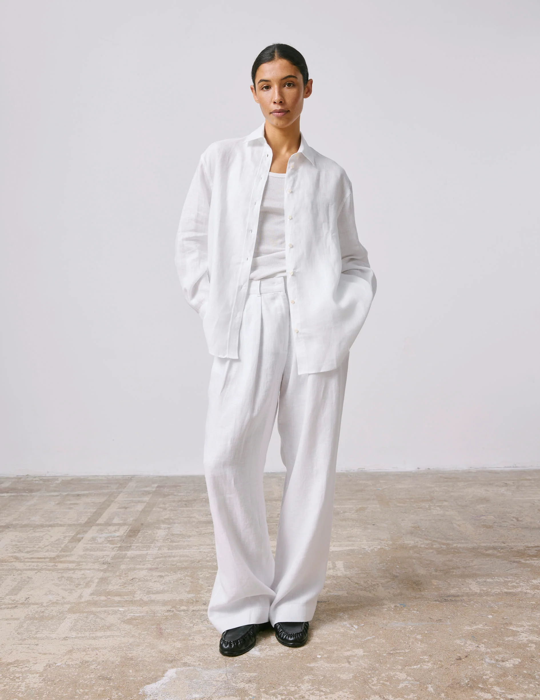 Chemise oversize Delina en lin blanc - Image 5