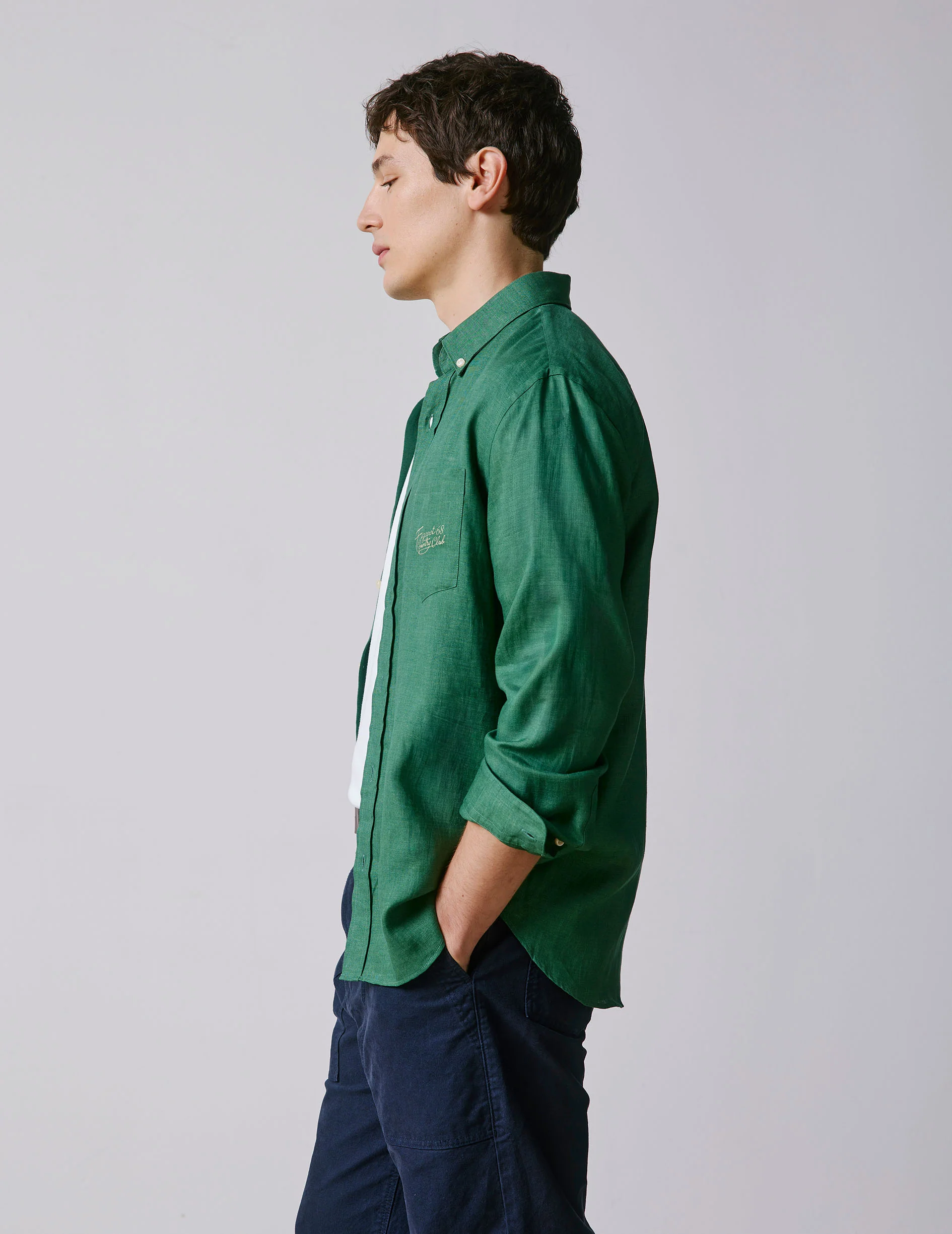Chemise Gabriel en lin vert - Image 3