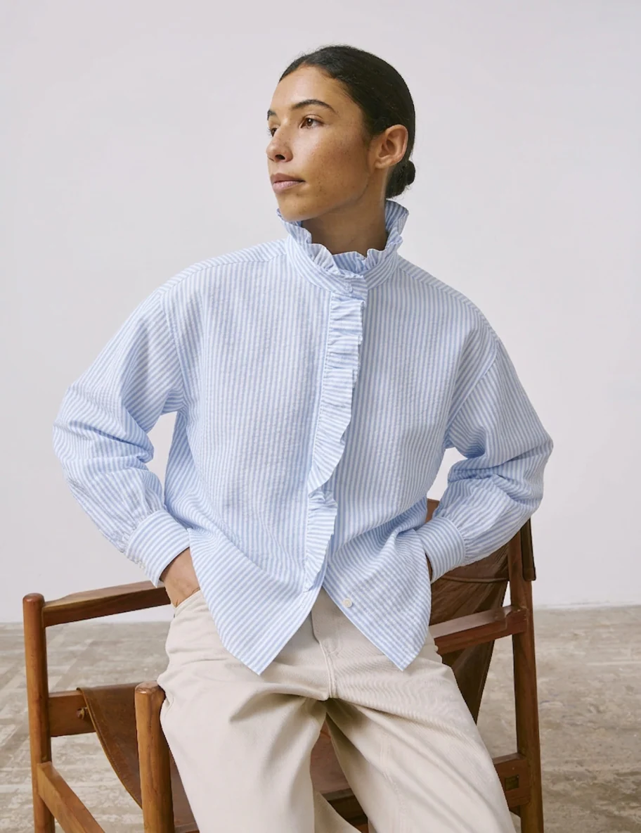 Chemise Greta rayée bleue - Image 3