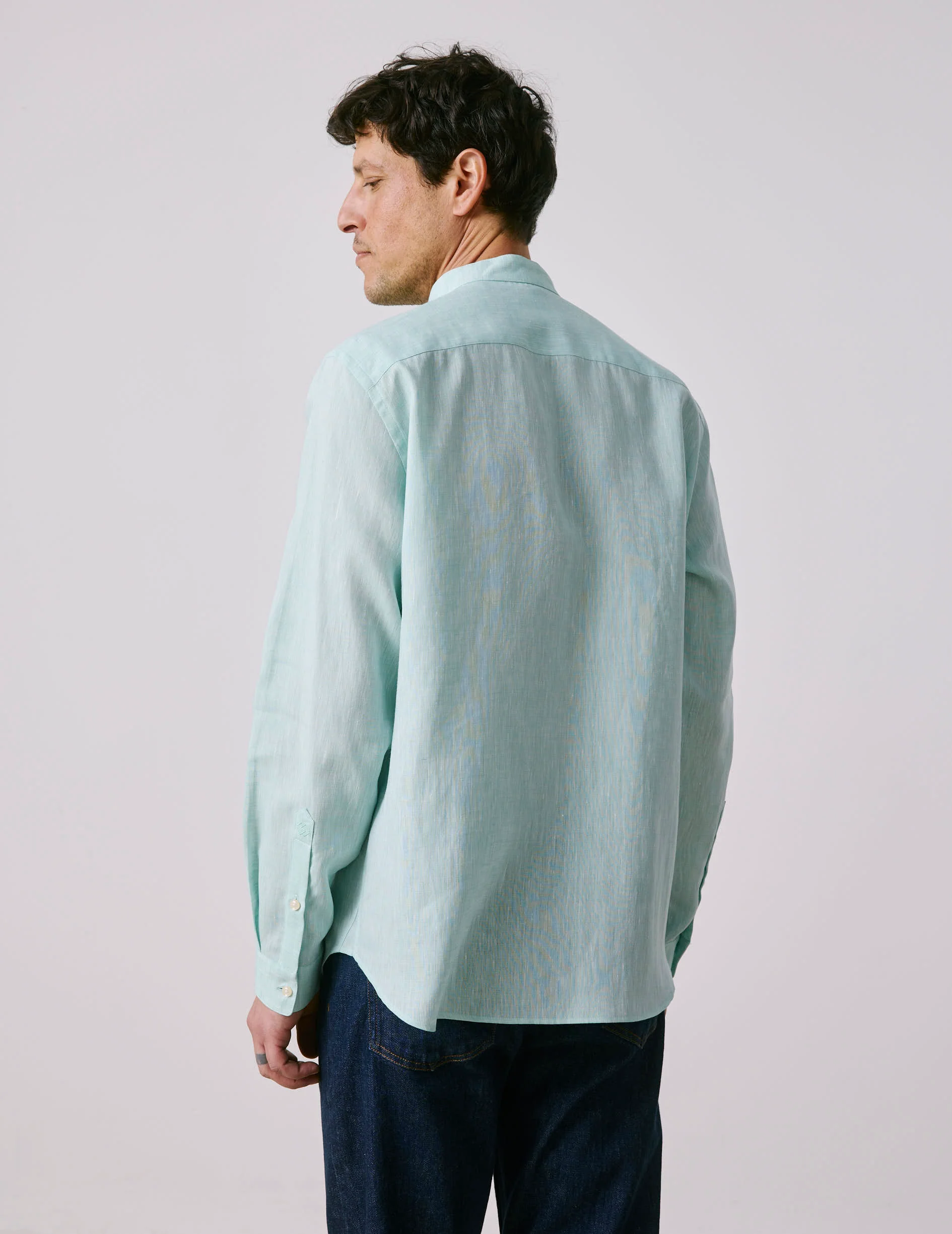 Chemise Herwin en lin turquoise - Image 2