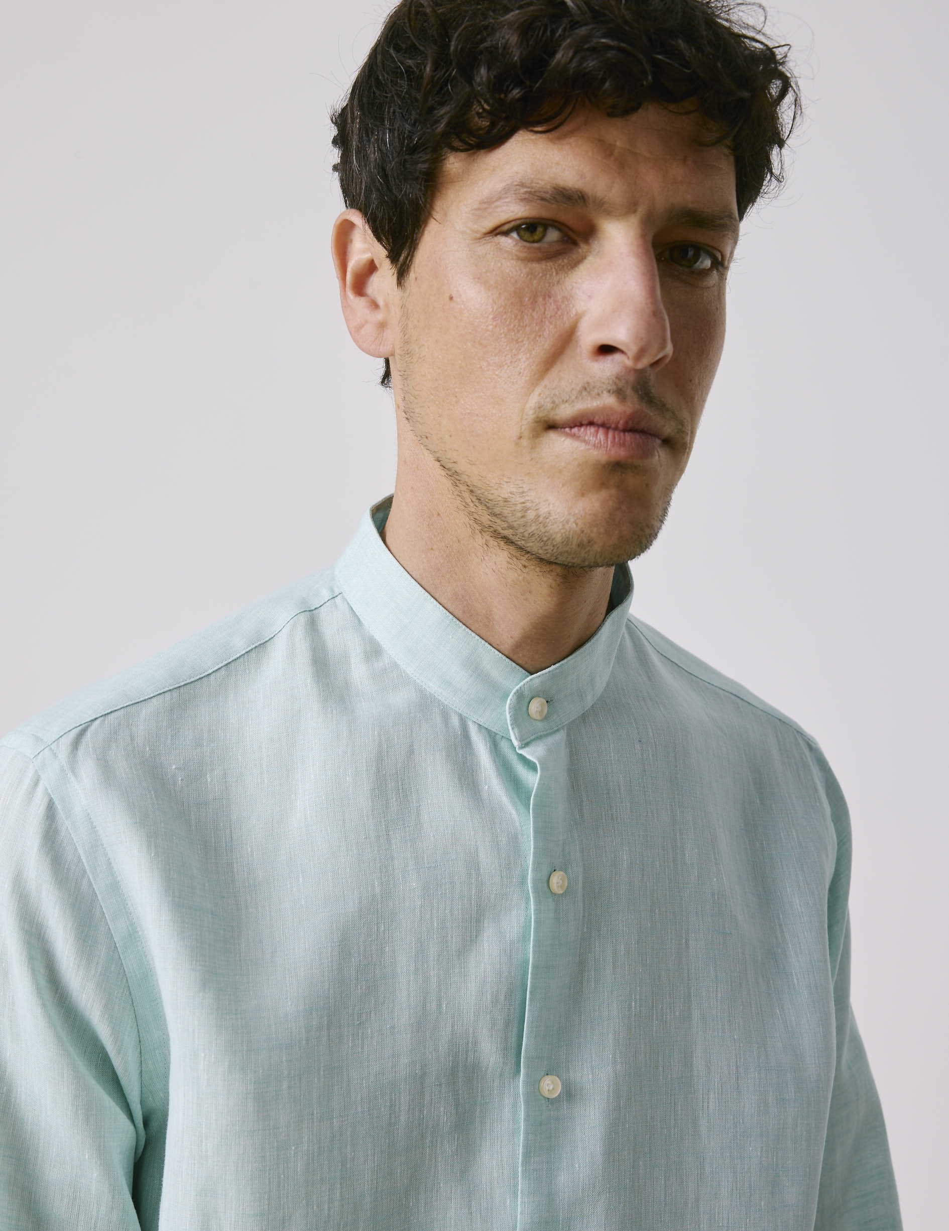 Chemise Herwin en lin turquoise - Image 3