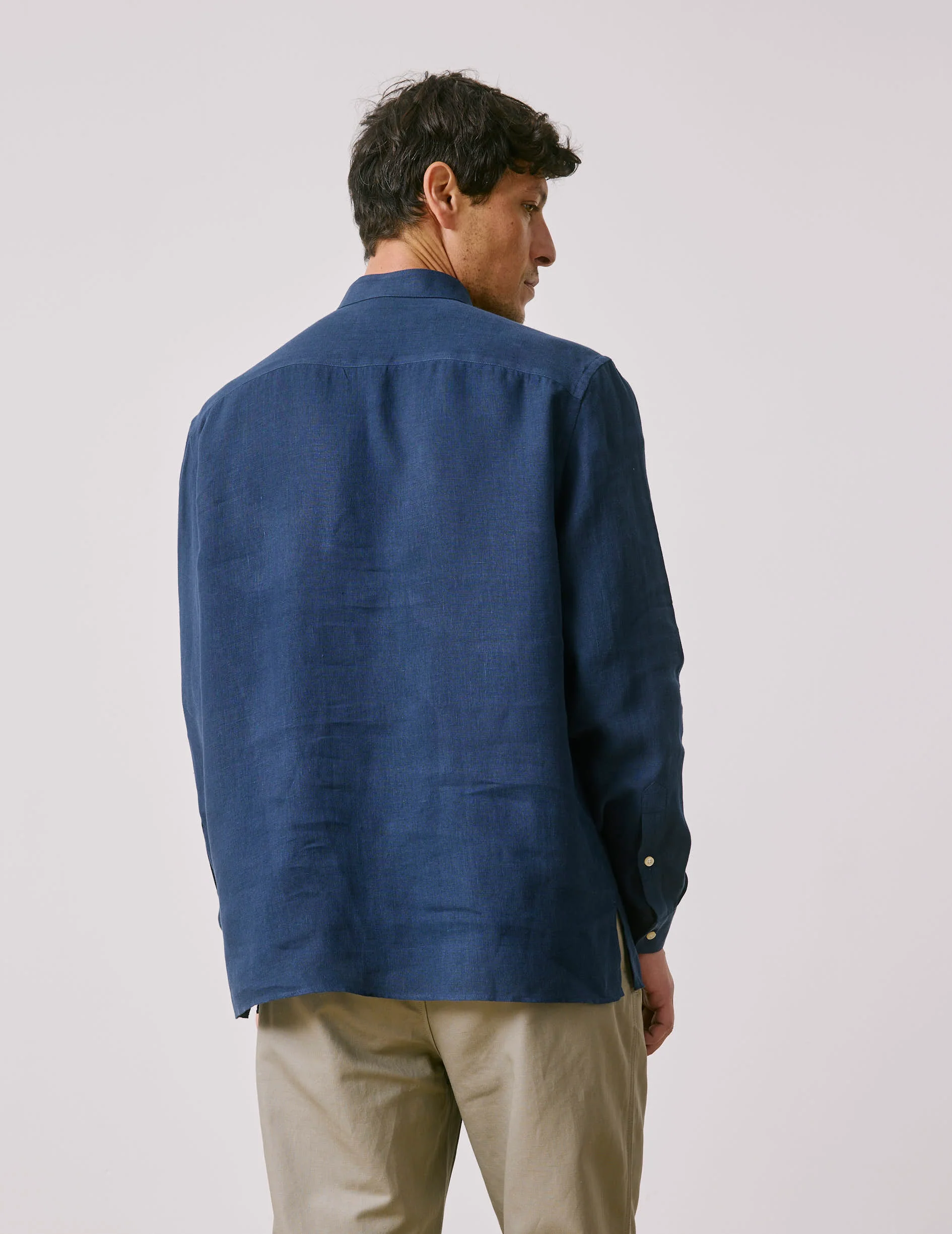 Chemise Popover Hilario en lin bleu marine - Image 2