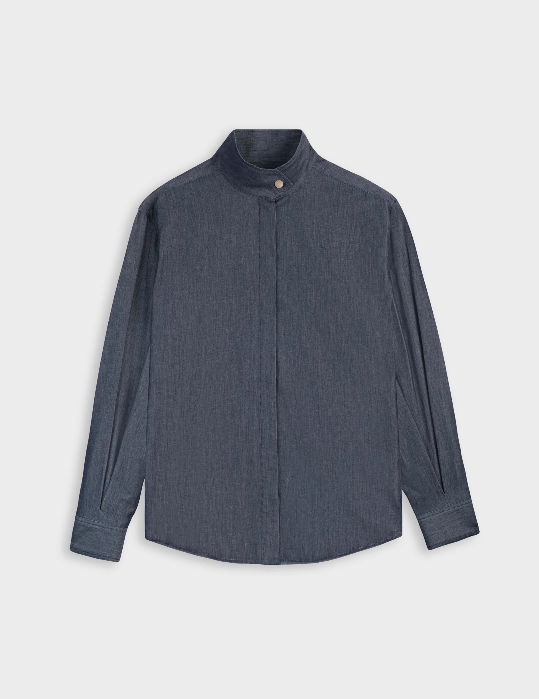 Chemise Innaée gorge cachée en denim bleu marine - Image 4