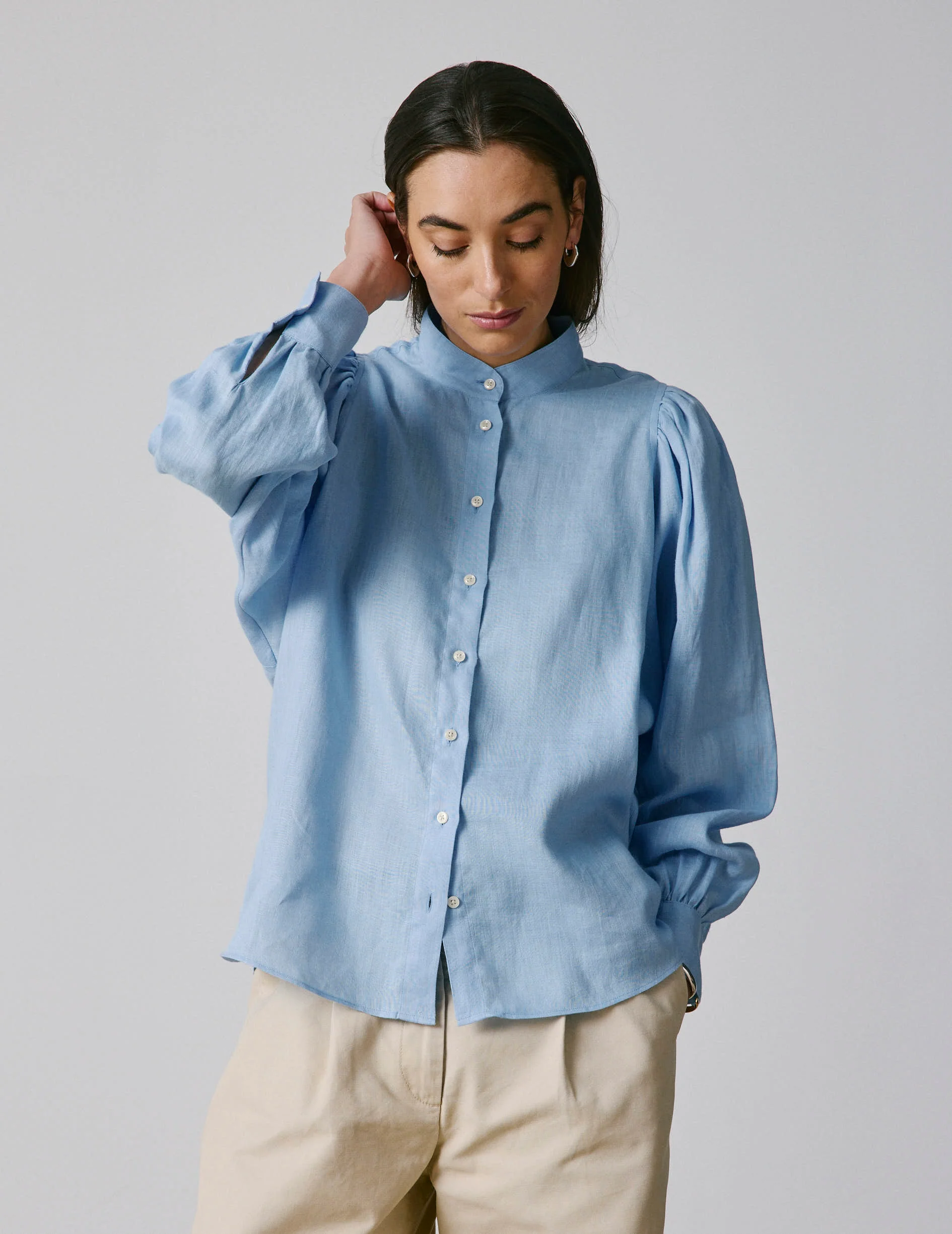 Chemise Lanaée en lin bleu clair - Image 3