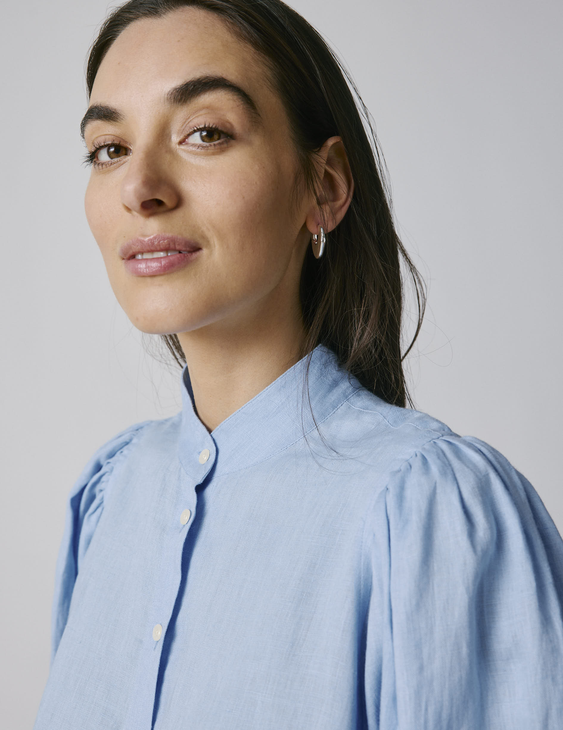 Chemise Lanaée en lin bleu clair - Image 4