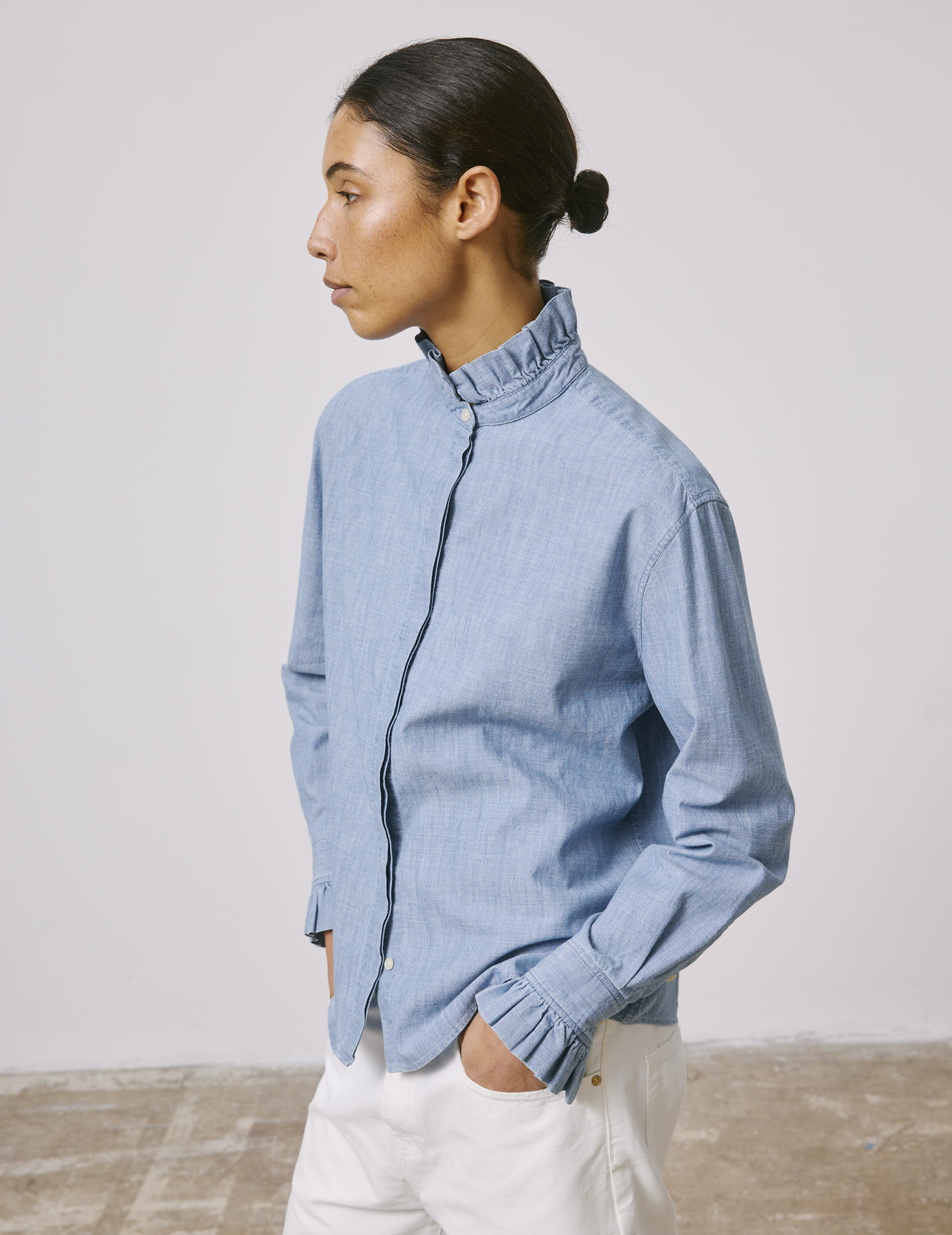 Chemise Laurine gorge cachée bleue - Image 3