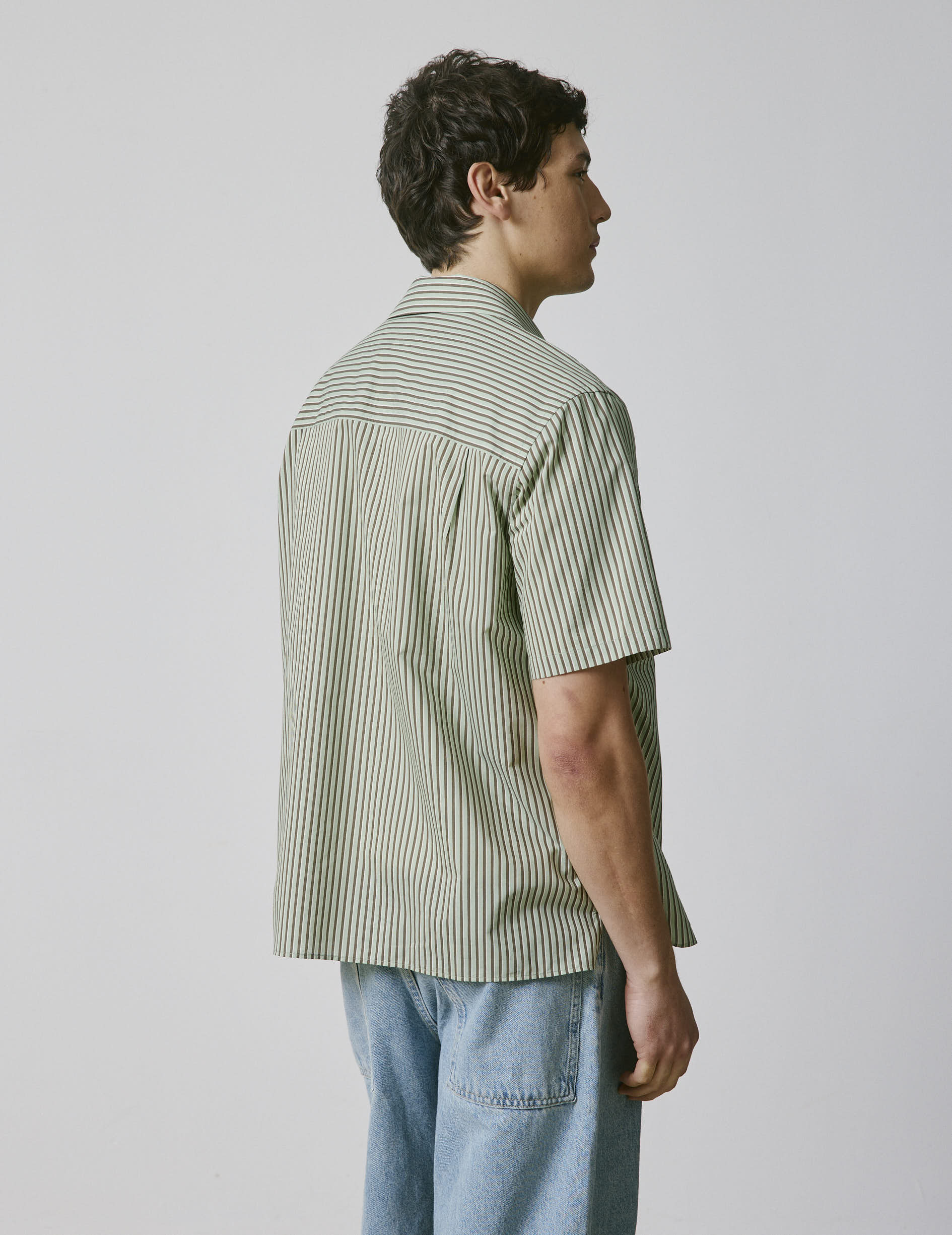 Chemise Noah manches courtes rayée kaki - Image 3