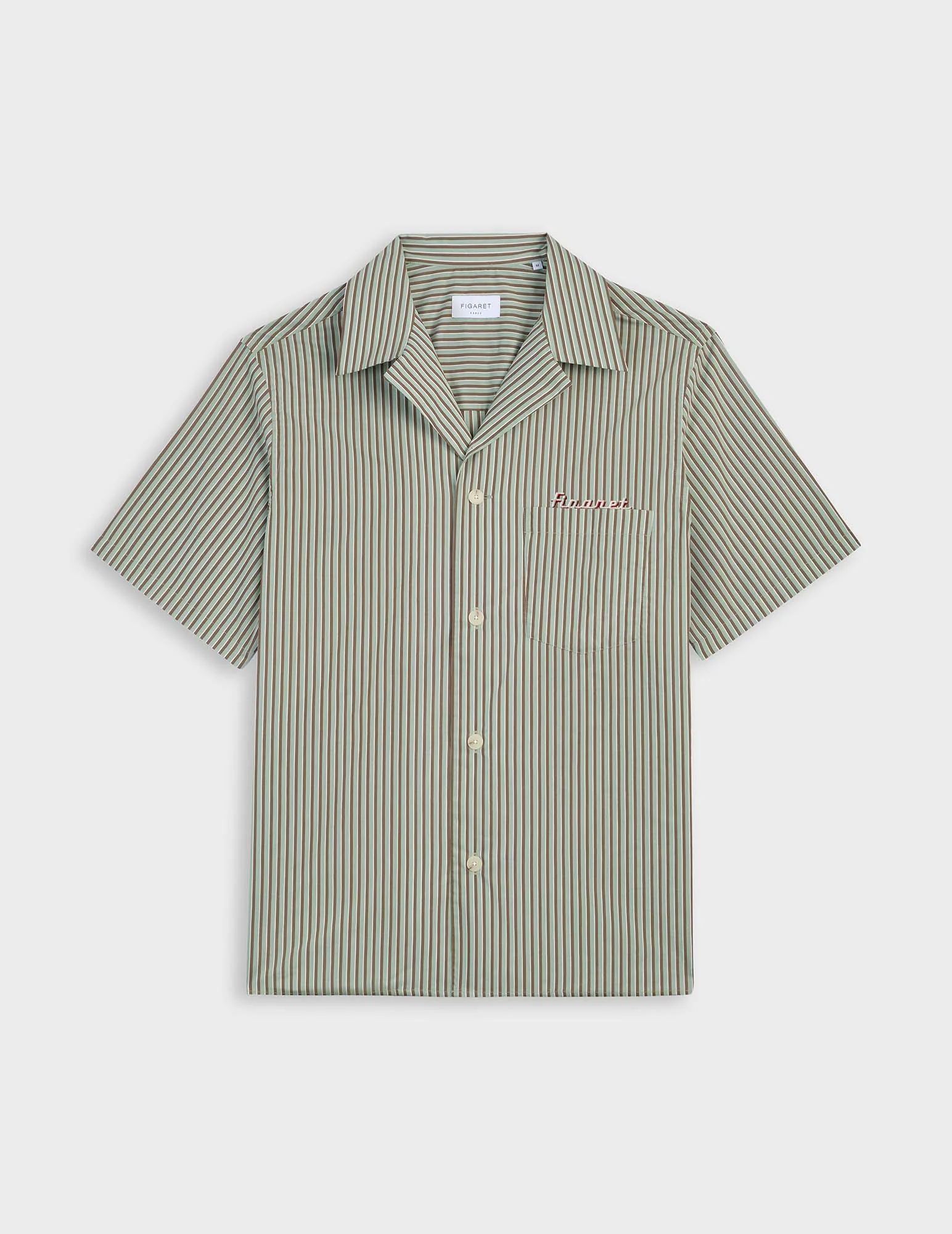 Chemise Noah manches courtes rayée kaki - Image 5