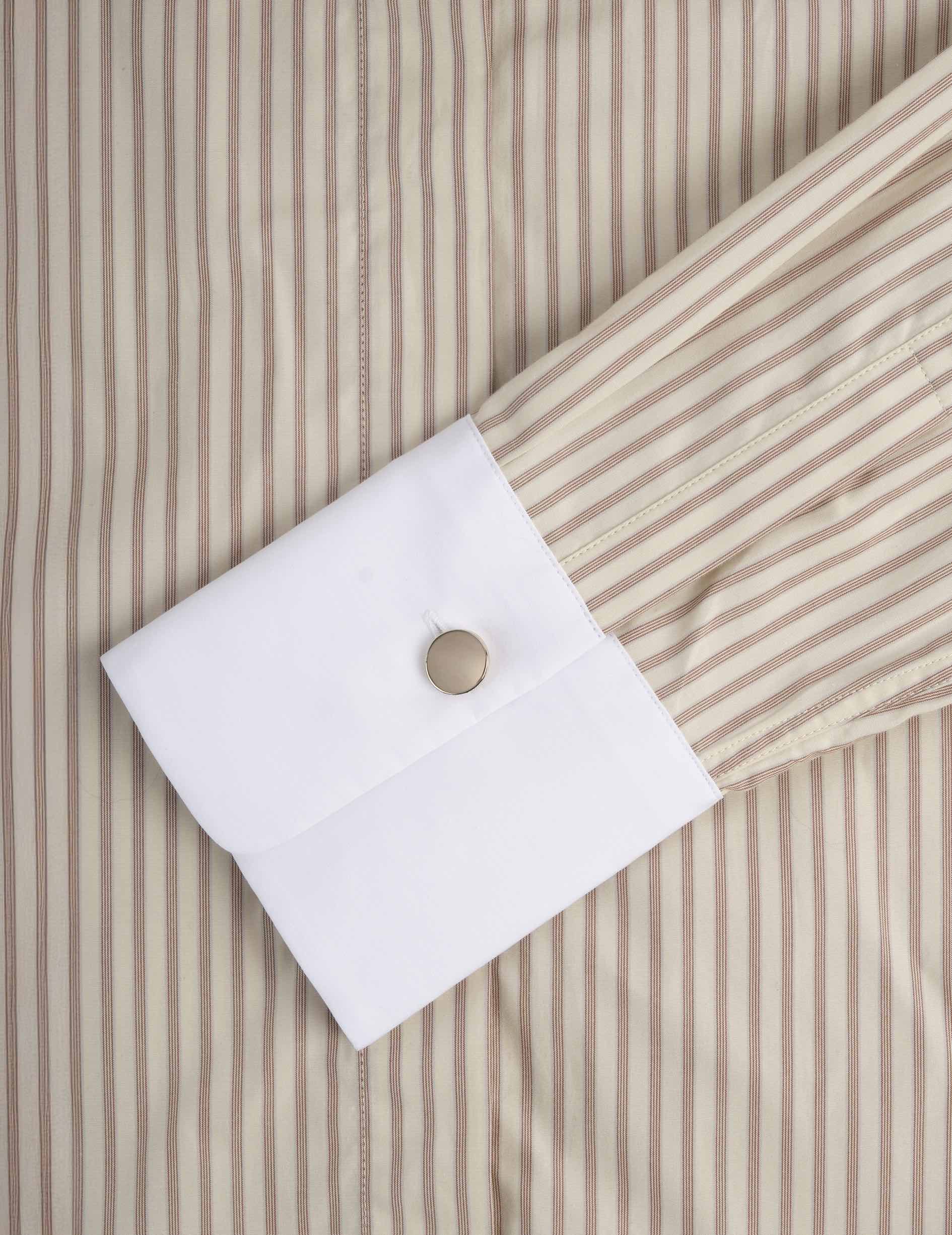 Chemise Mathéa gorge cachée rayée beige - Image 10