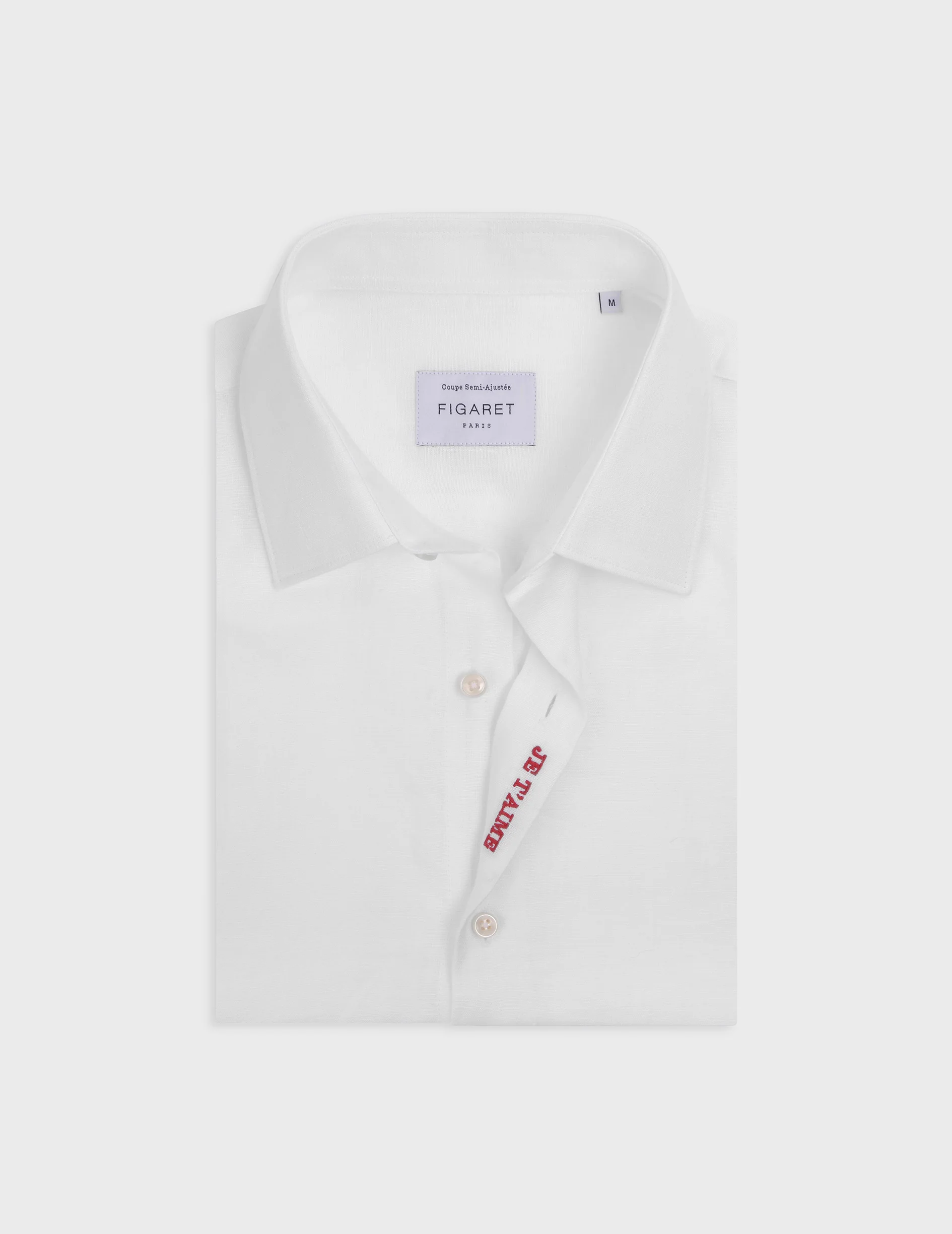 Chemise mixte "Je t'aime" en lin blanc - Image 9