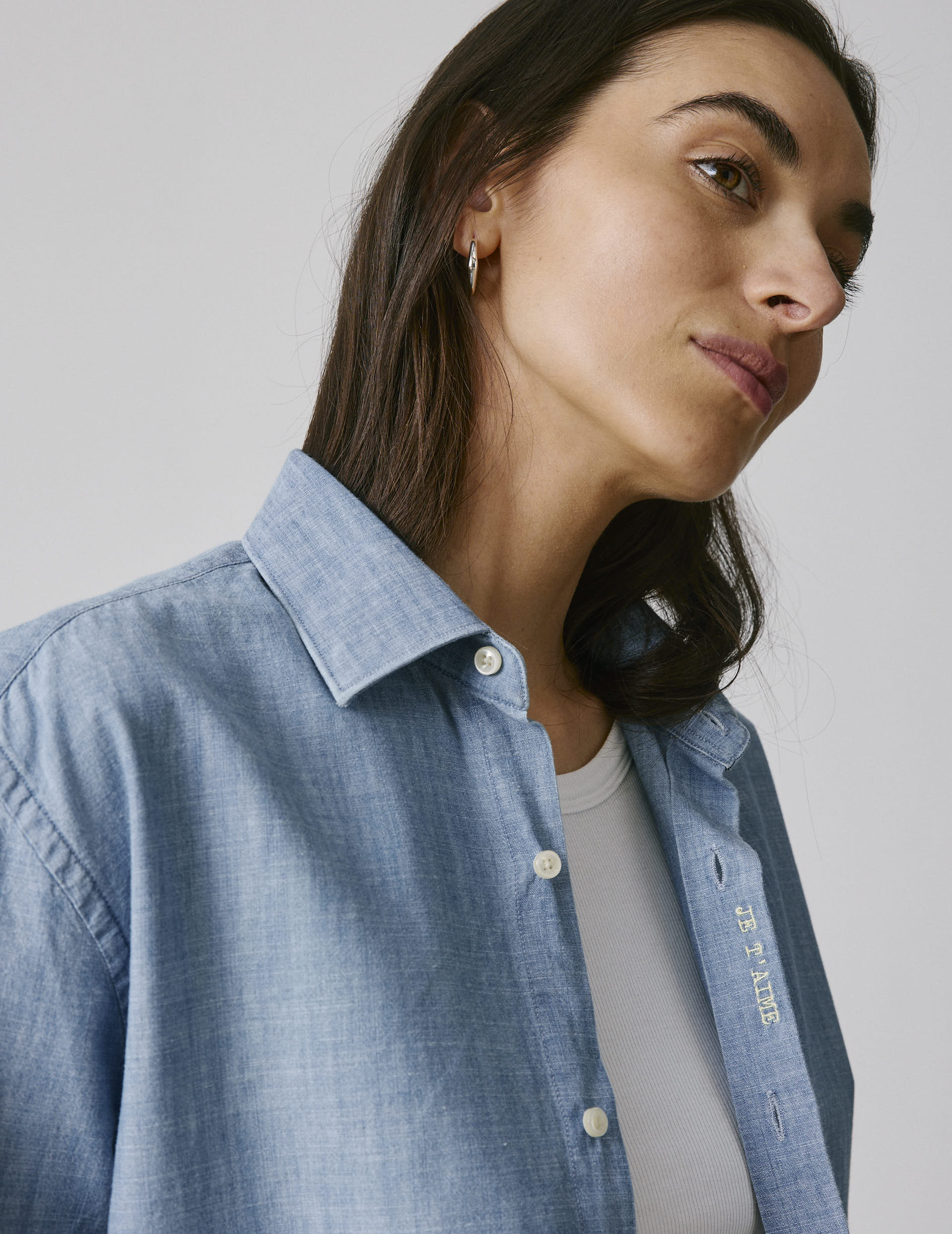 Chemise mixte "Je t'aime" bleue - Image 4