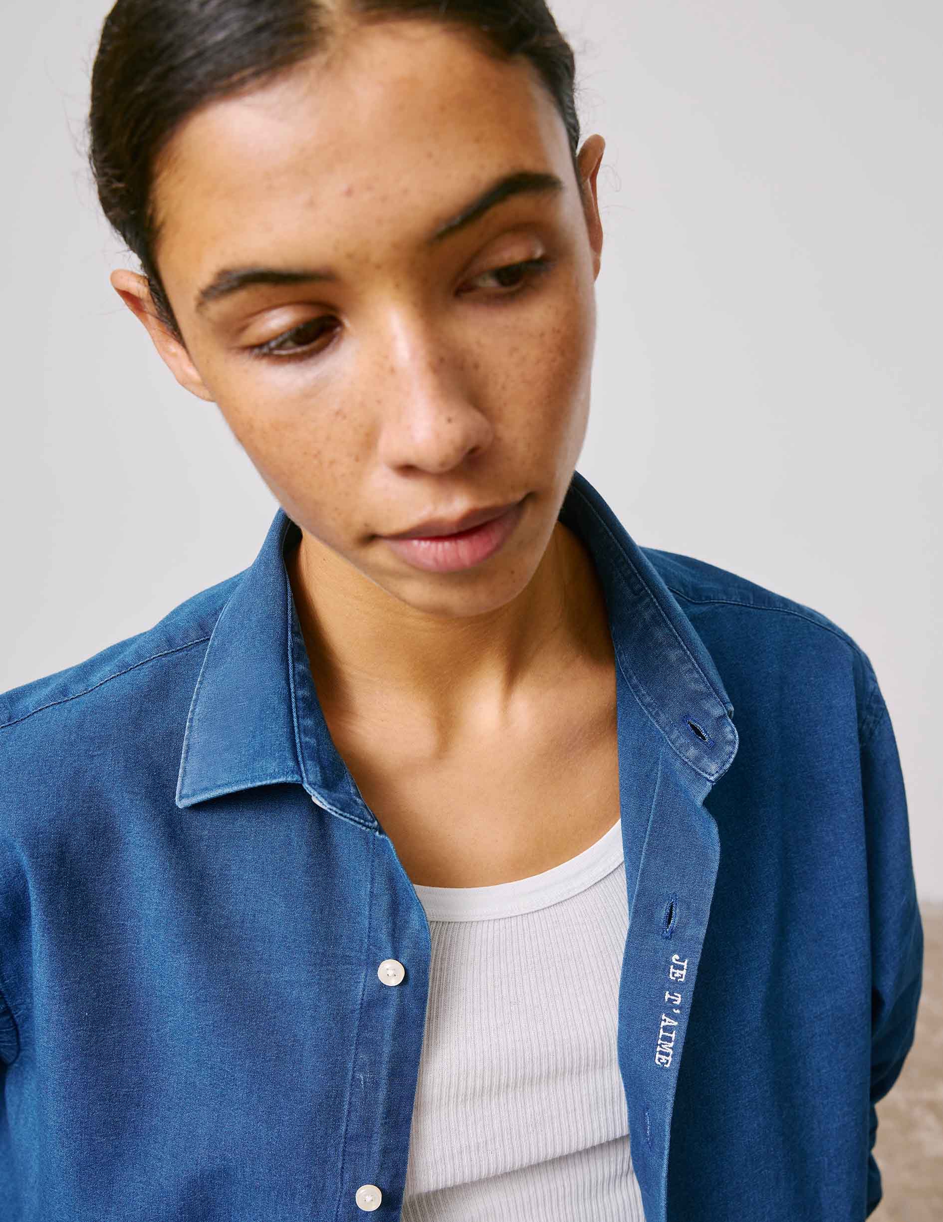 Chemise mixte Je t'aime en denim - Image 10
