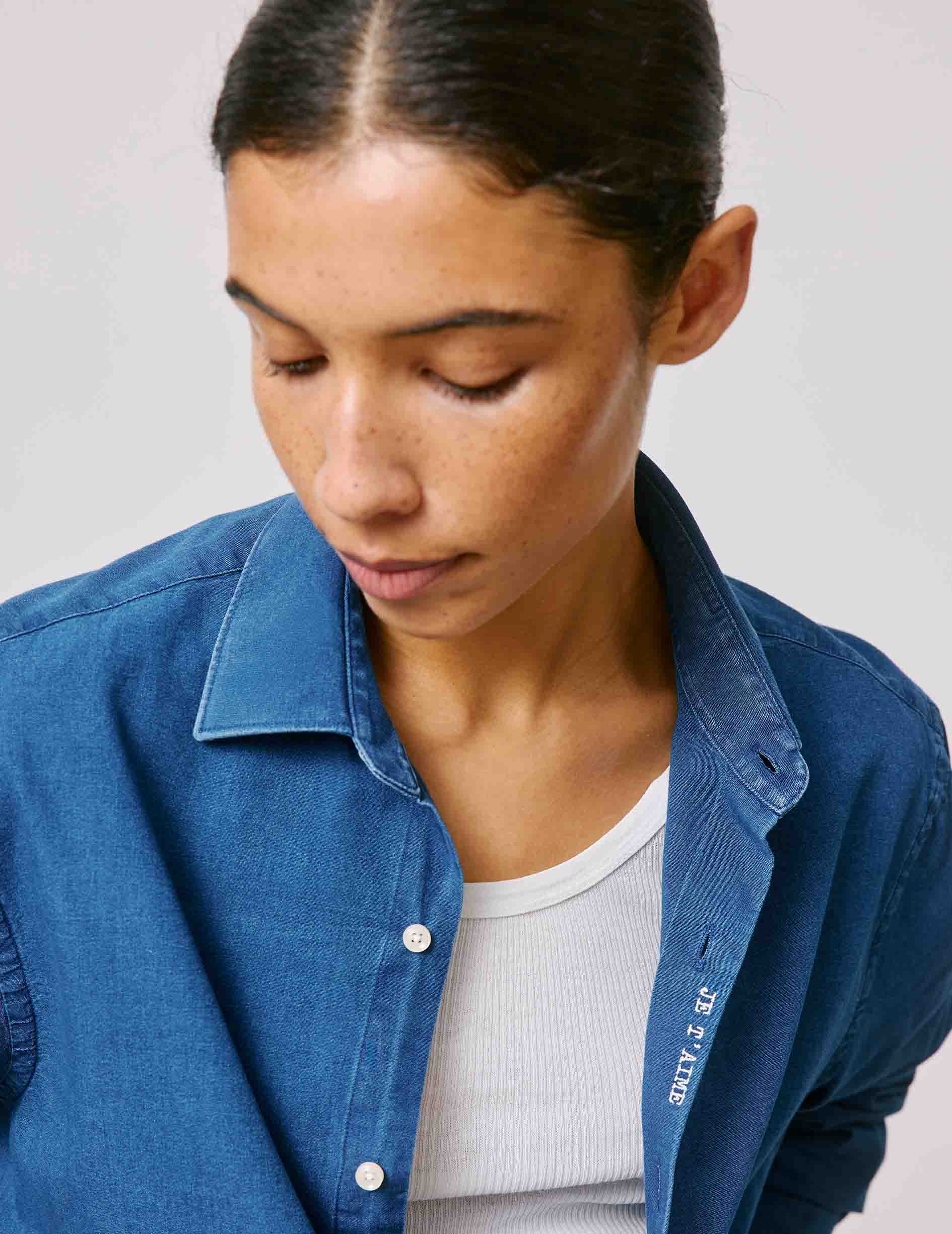 Chemise mixte Je t'aime en denim - Image 8