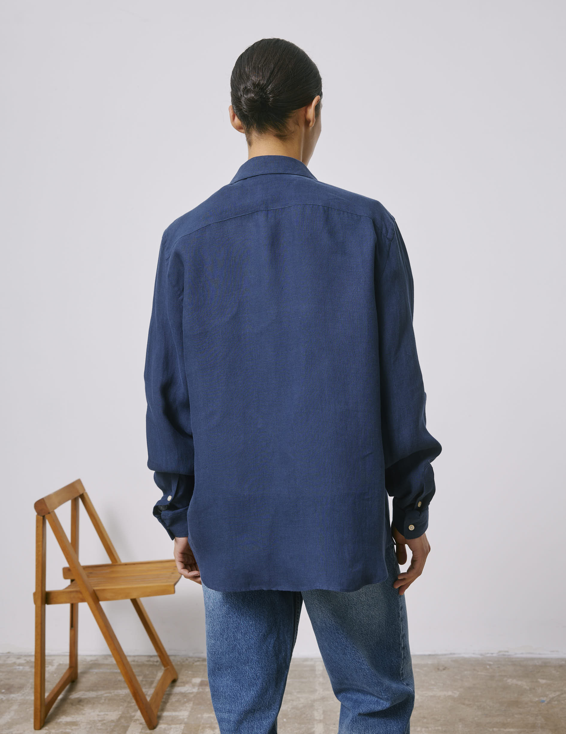 Chemise mixte "Je t'aime" en lin bleu marine - Image 7
