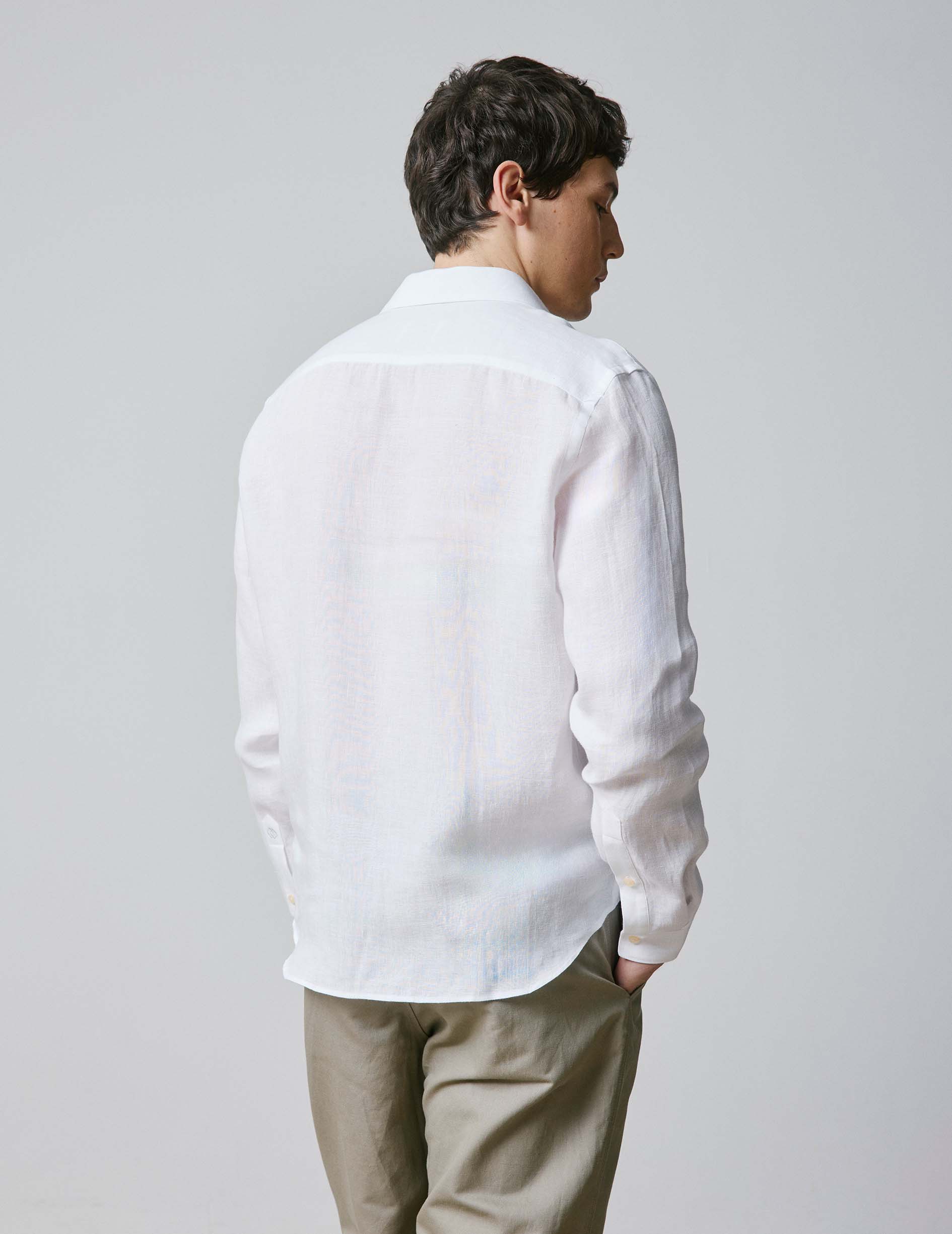Chemise mixte "Je t'aime" en lin blanc - Image 4