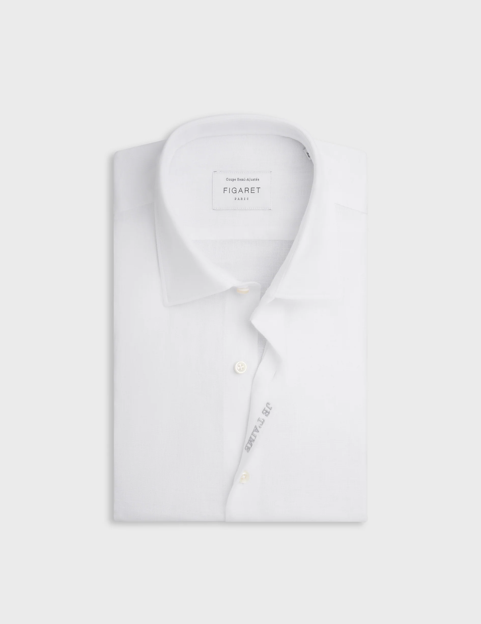 Chemise mixte "Je t'aime" en lin blanc - Image 8