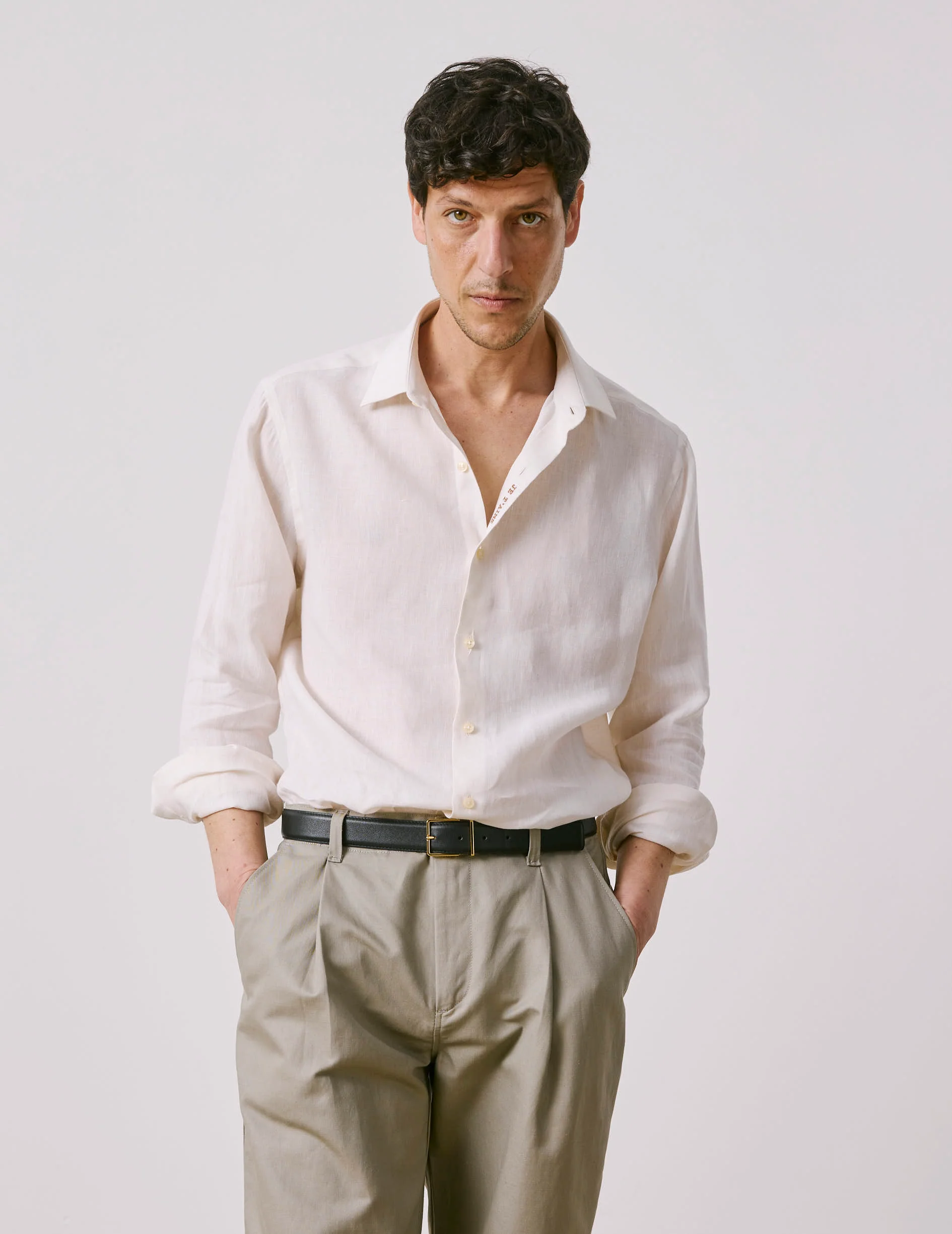 Chemise mixte "Je t'aime" en lin écru - Image 4