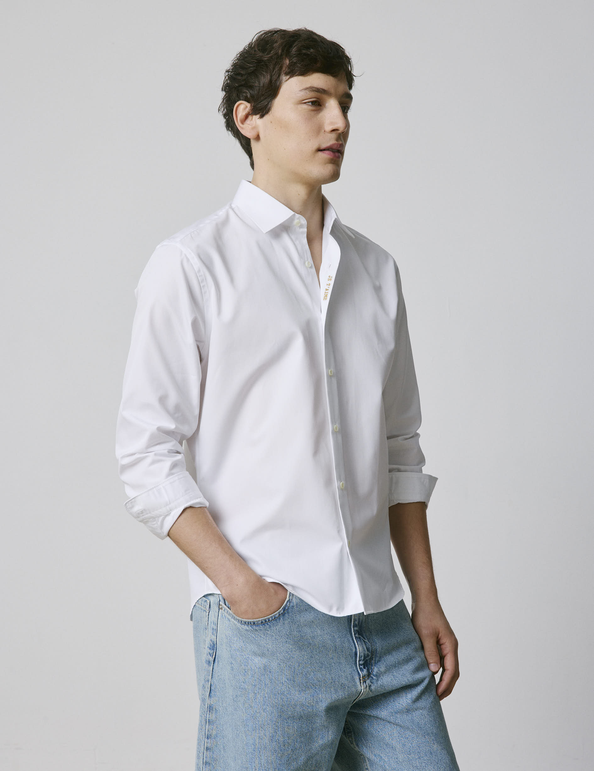 Chemise mixte "Je t'aime" blanche - Image 3