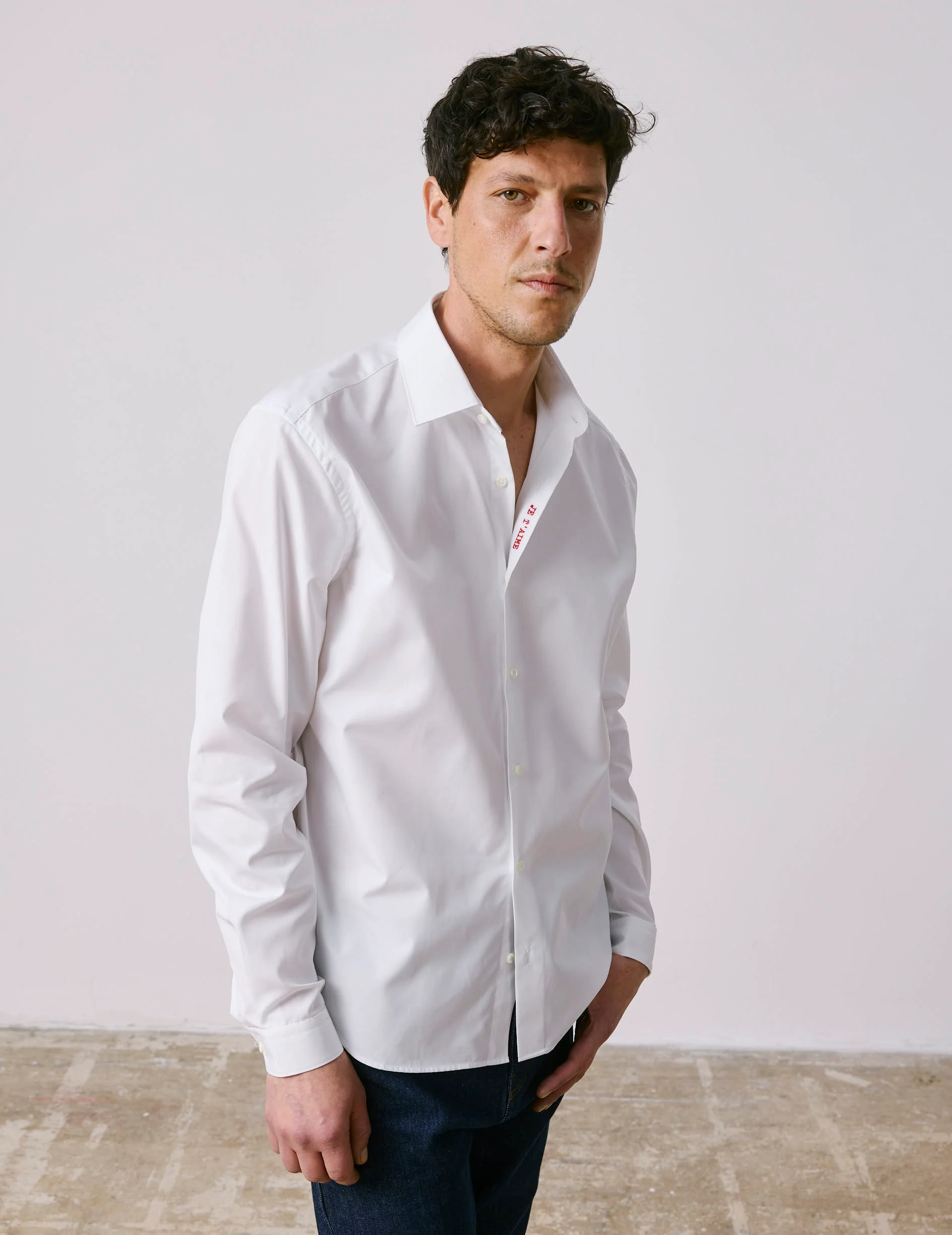 Chemise mixte "Je t'aime" blanche - Image 3