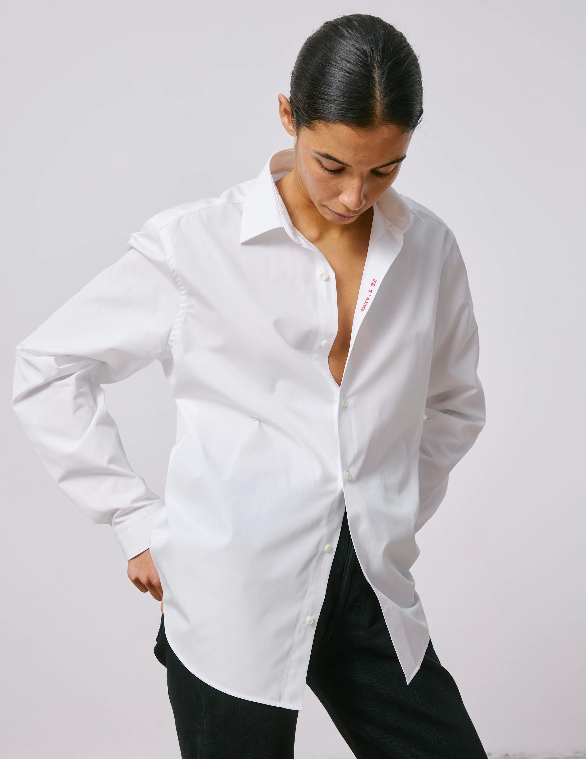 Chemise mixte "Je t'aime" blanche - Image 6