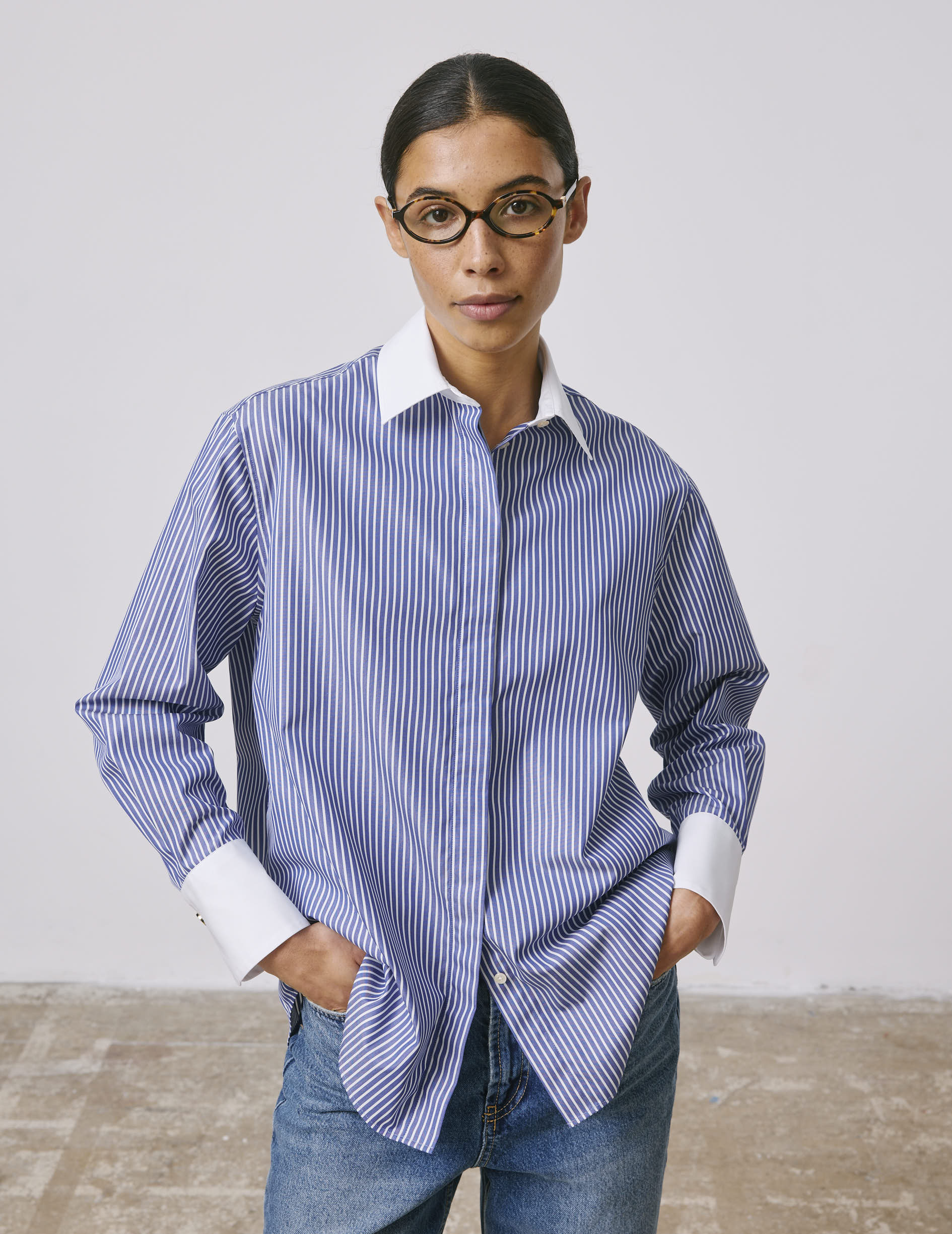 Chemise Naéline avec cravate amovible bleue - Image 7