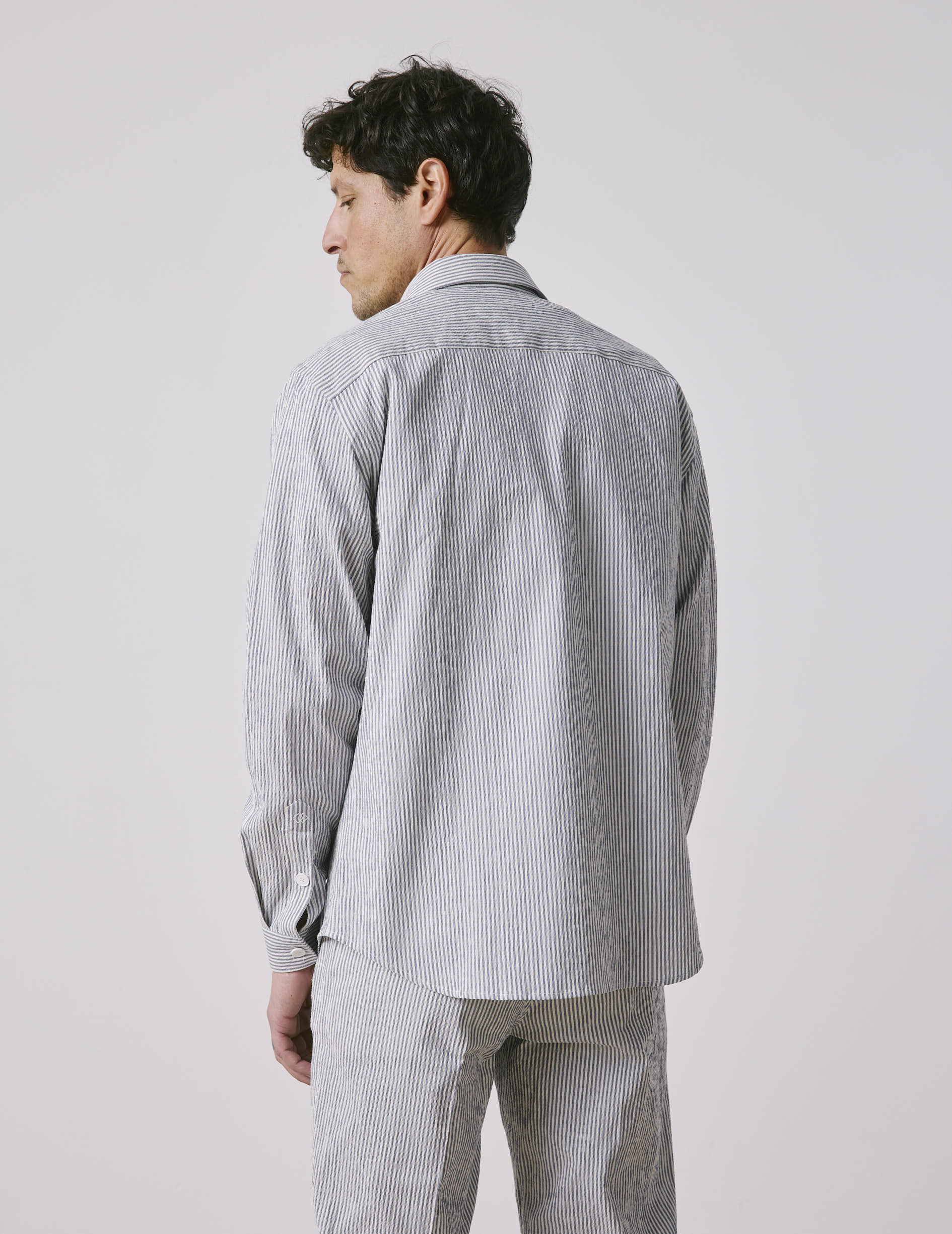 Chemise Nathael en seersucker rayé bleu - Image 2